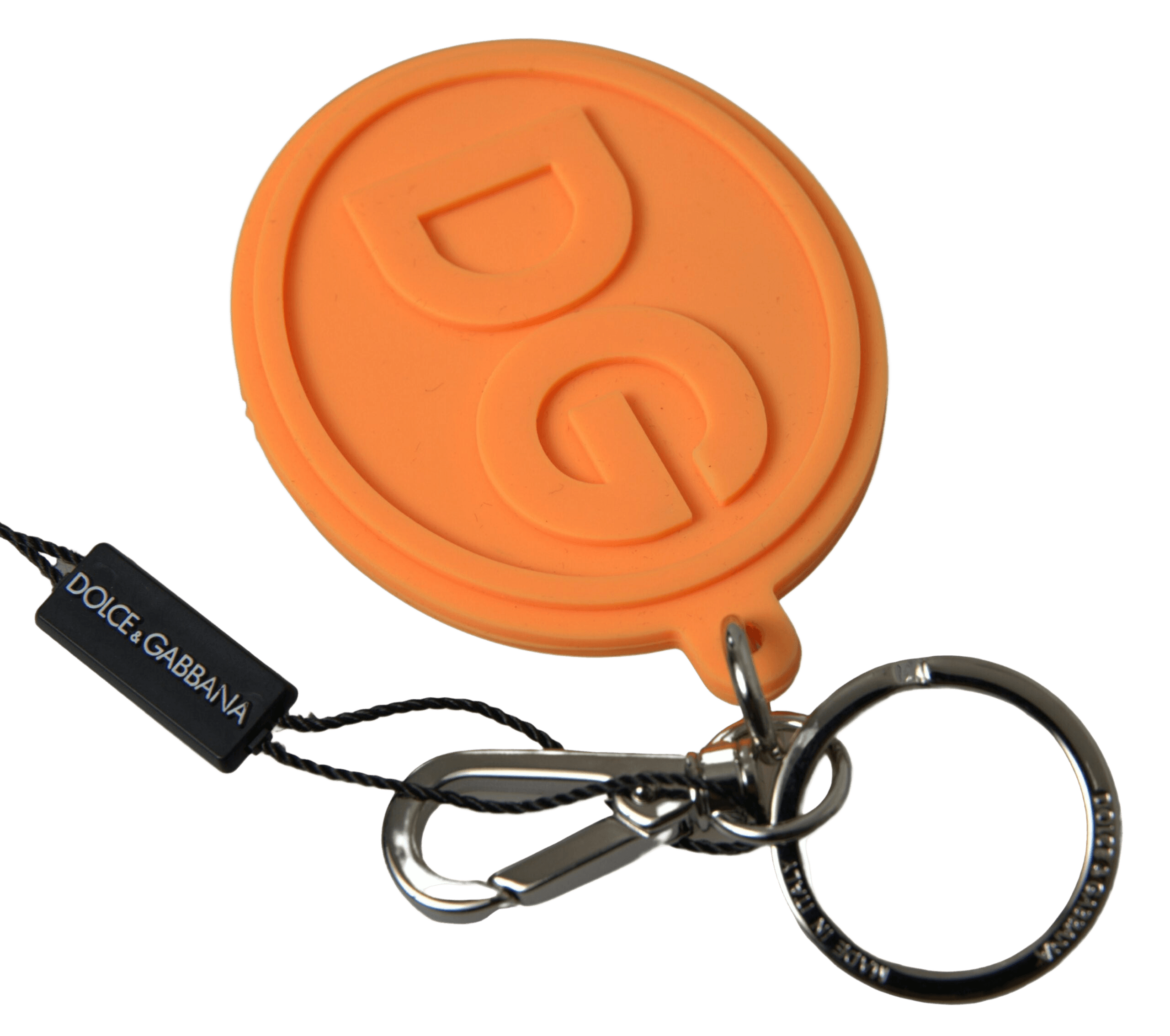 Dolce & Gabbana Orange Rubber Dg Logo Gold Brass Metal Keychain Glam Steals