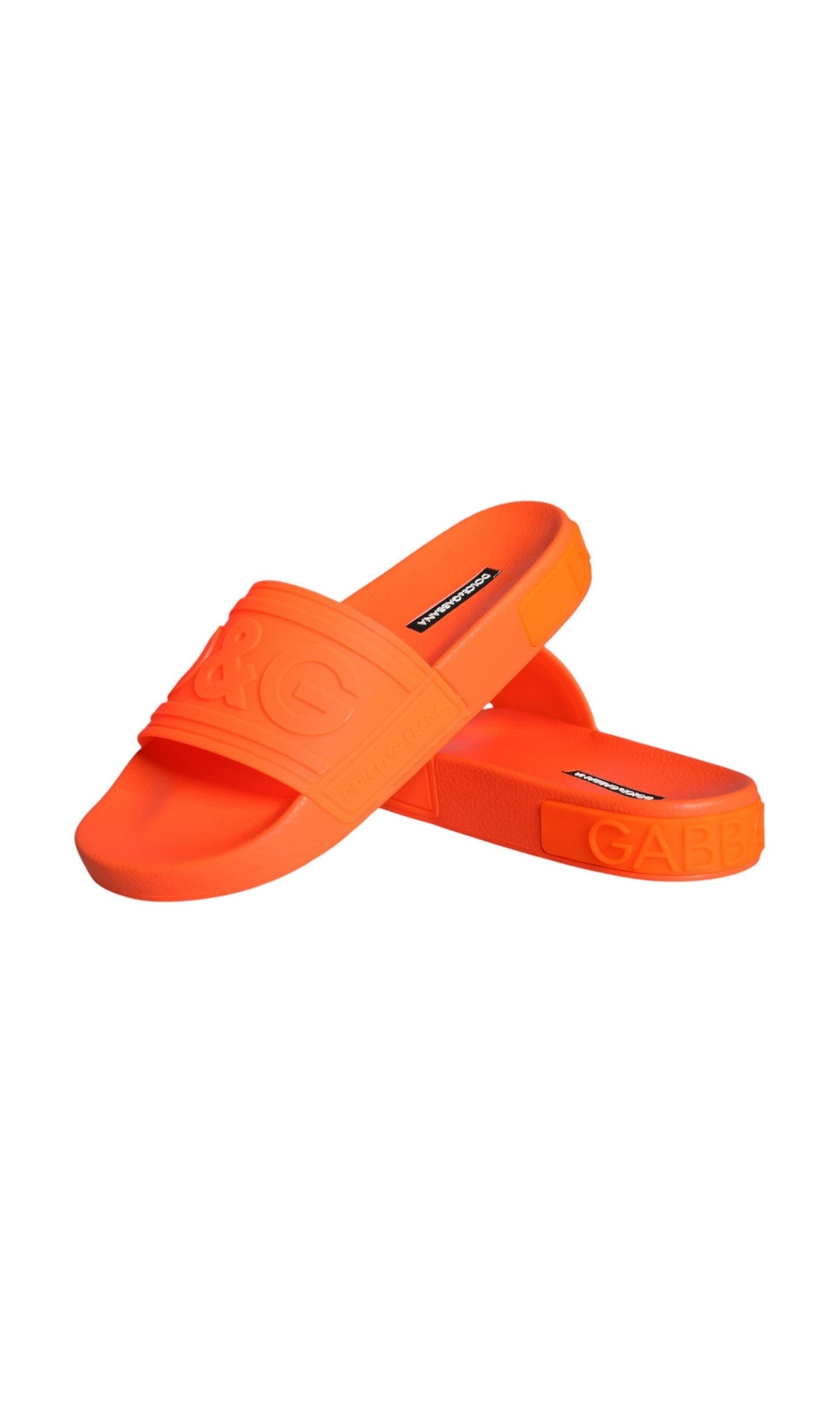 Dolce & Gabbana Orange Rubber Slides Sandals Beachwear Shoes Glam Steals