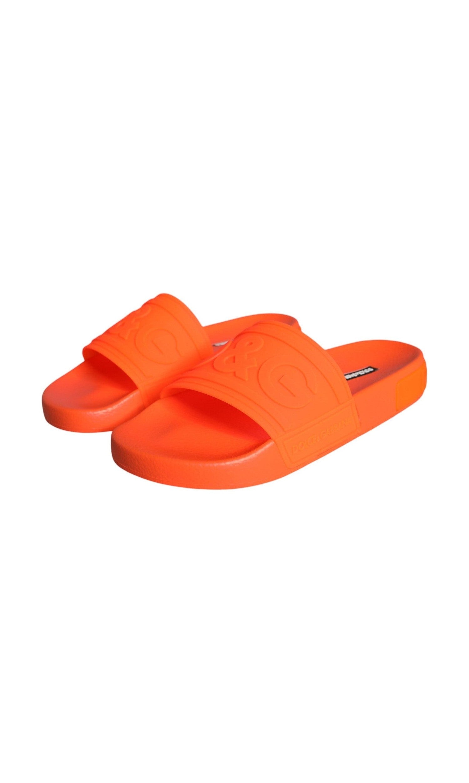 Dolce & Gabbana Orange Rubber Slides Sandals Beachwear Shoes Glam Steals