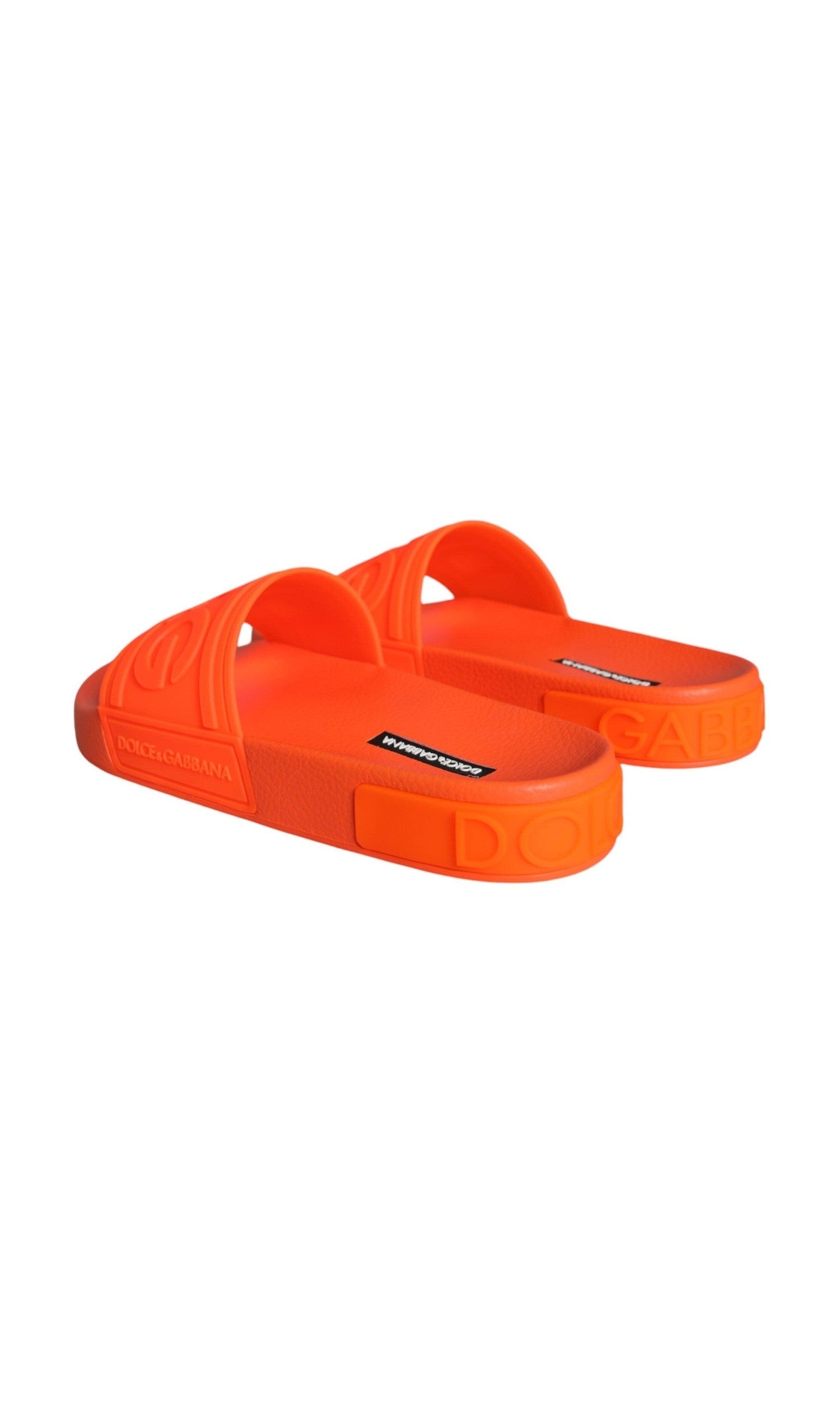 Dolce & Gabbana Orange Rubber Slides Sandals Beachwear Shoes Glam Steals