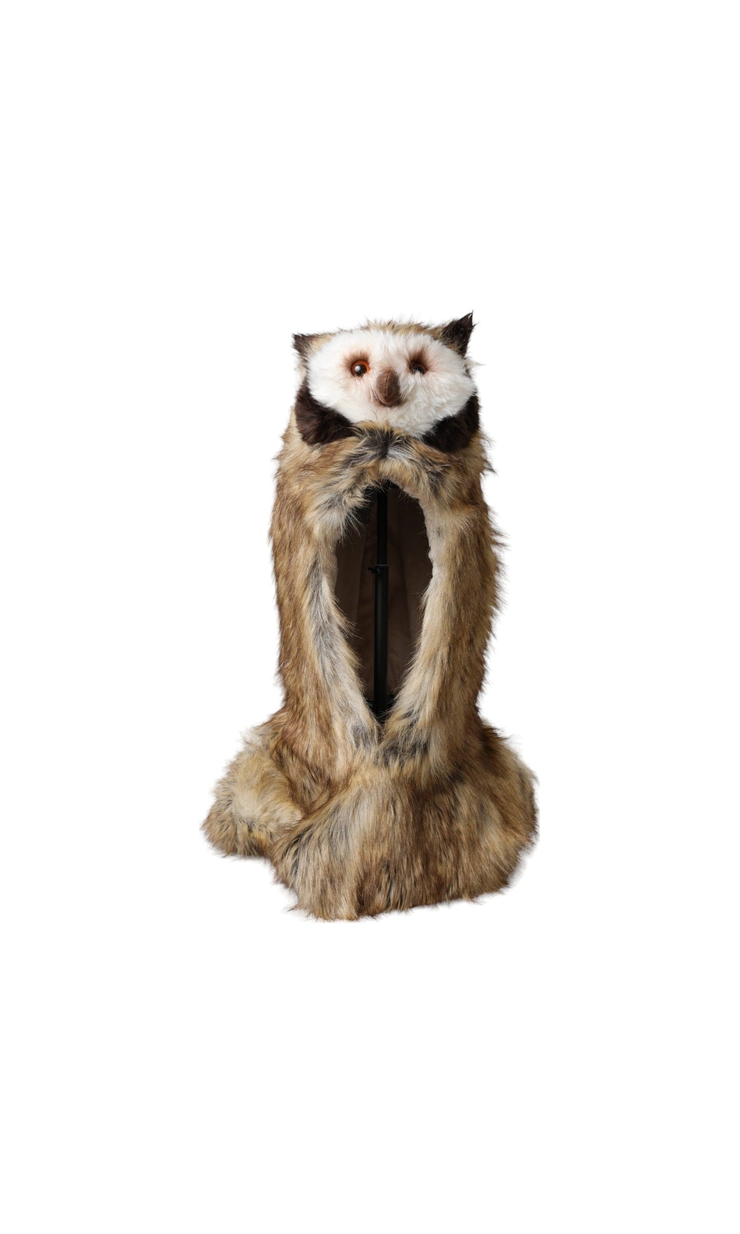 Dolce & Gabbana Owl Faux Fur Whole Head Cap Brown Hat Glam Steals