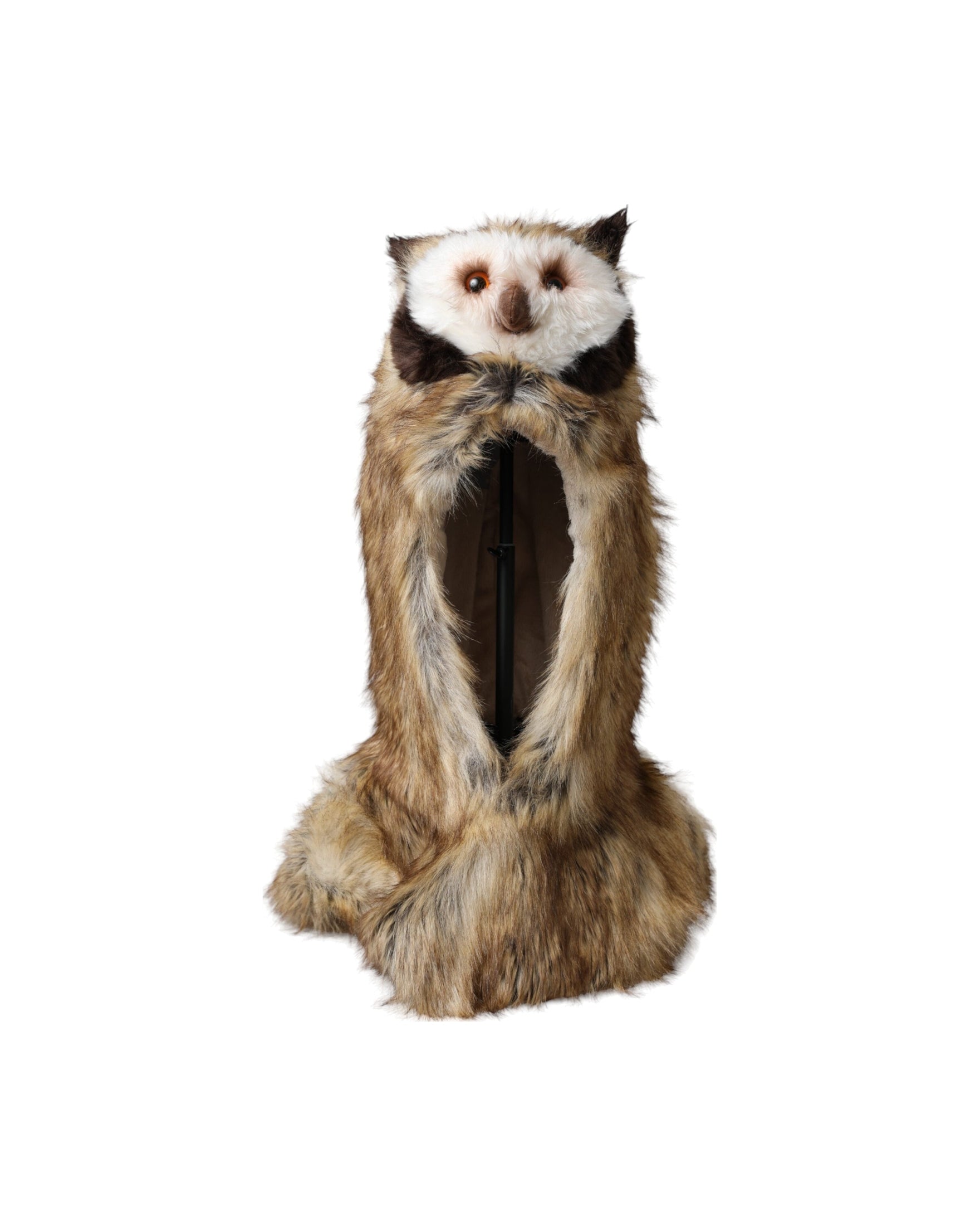 Dolce & Gabbana Owl Faux Fur Whole Head Cap Brown Hat Glam Steals