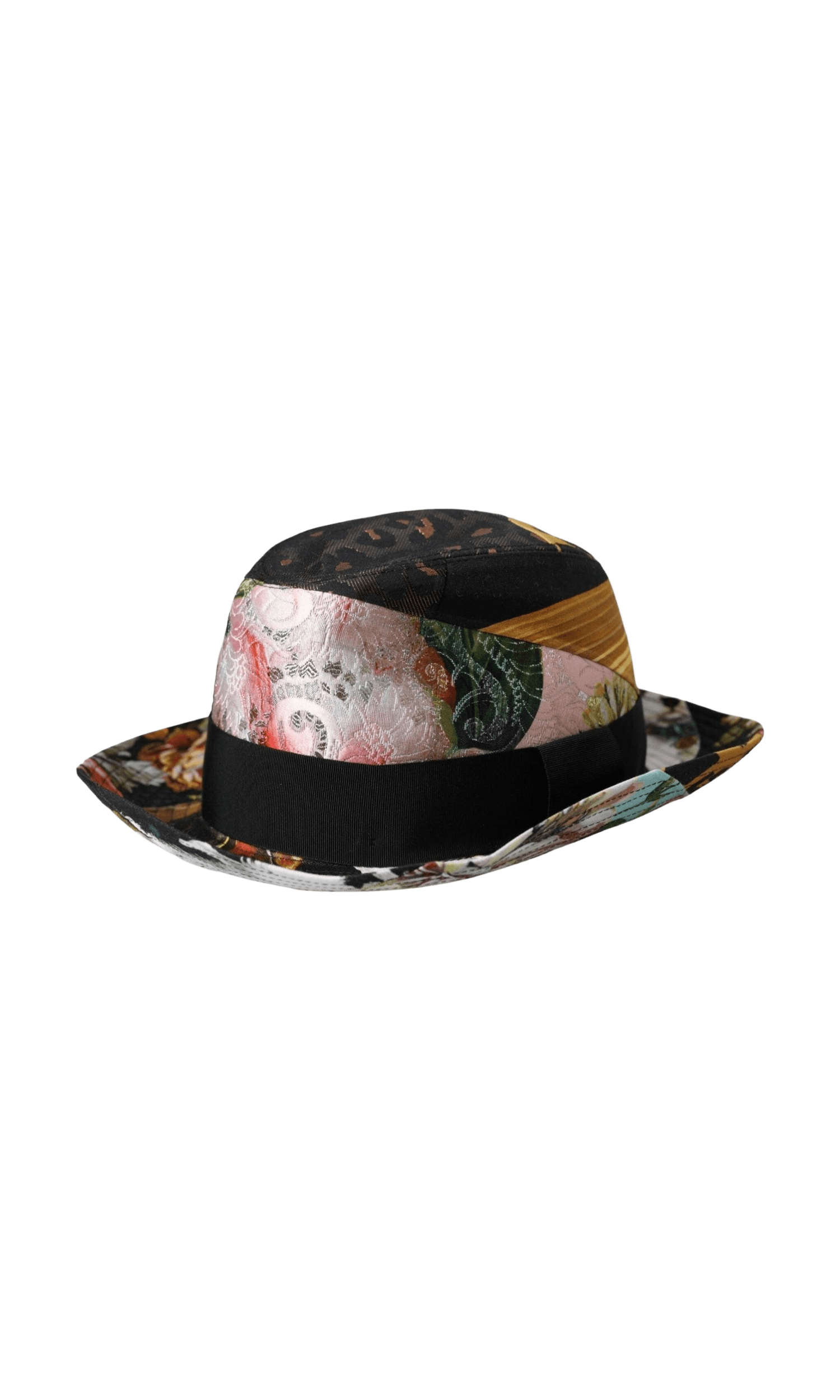 Dolce & Gabbana Patchwork Women Fedora Wide Brim Multicolor Hat Glam Steals