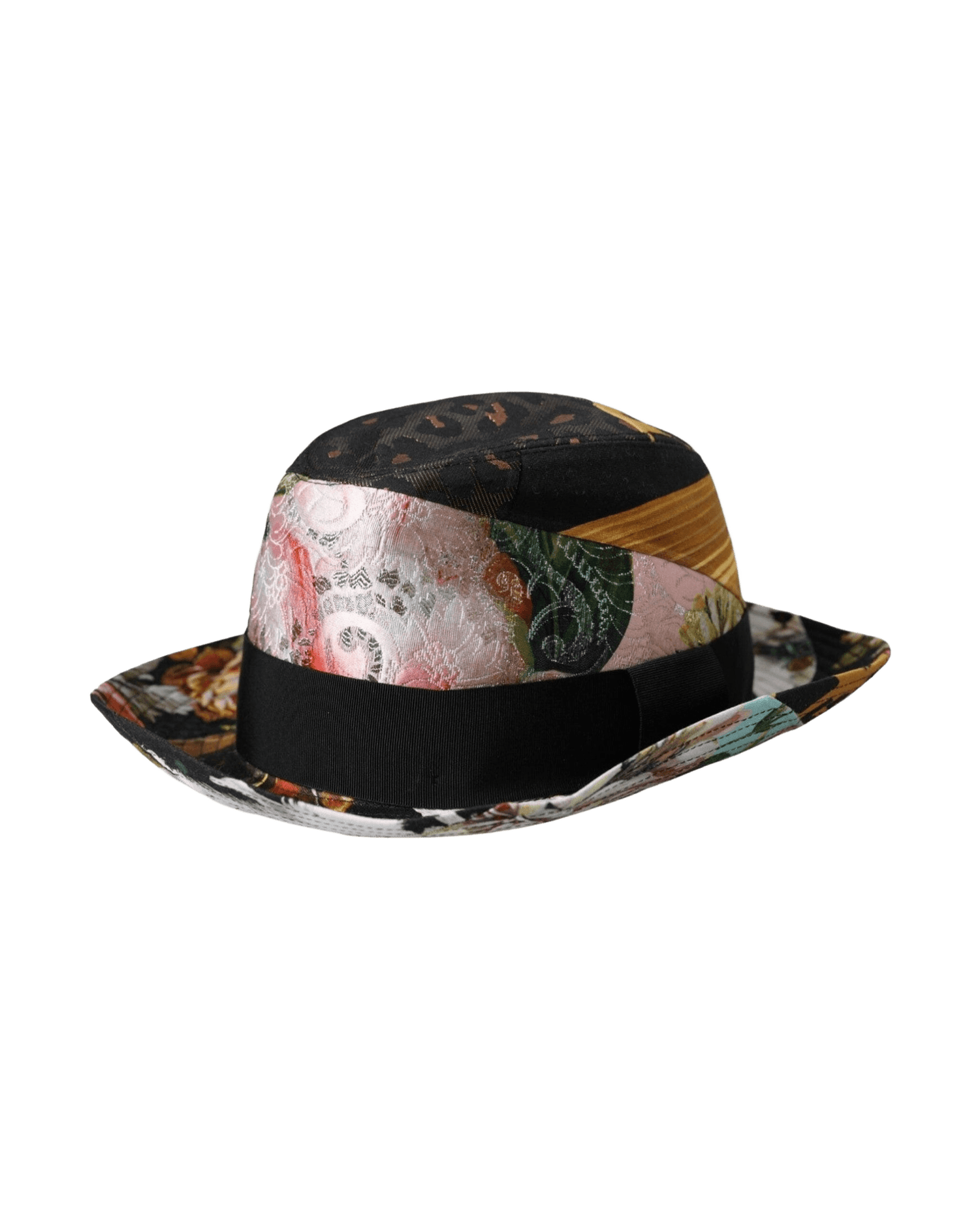 Dolce & Gabbana Patchwork Women Fedora Wide Brim Multicolor Hat Glam Steals