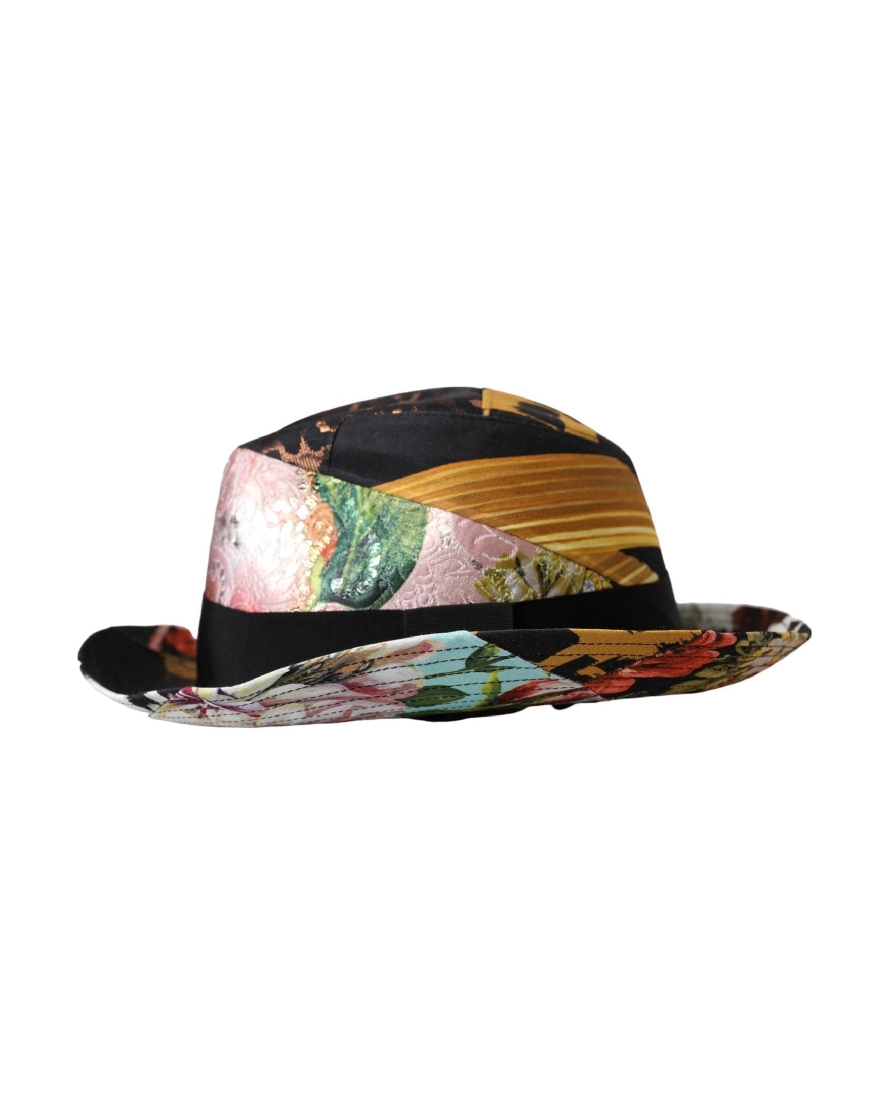 Dolce & Gabbana Patchwork Women Fedora Wide Brim Multicolor Hat Glam Steals