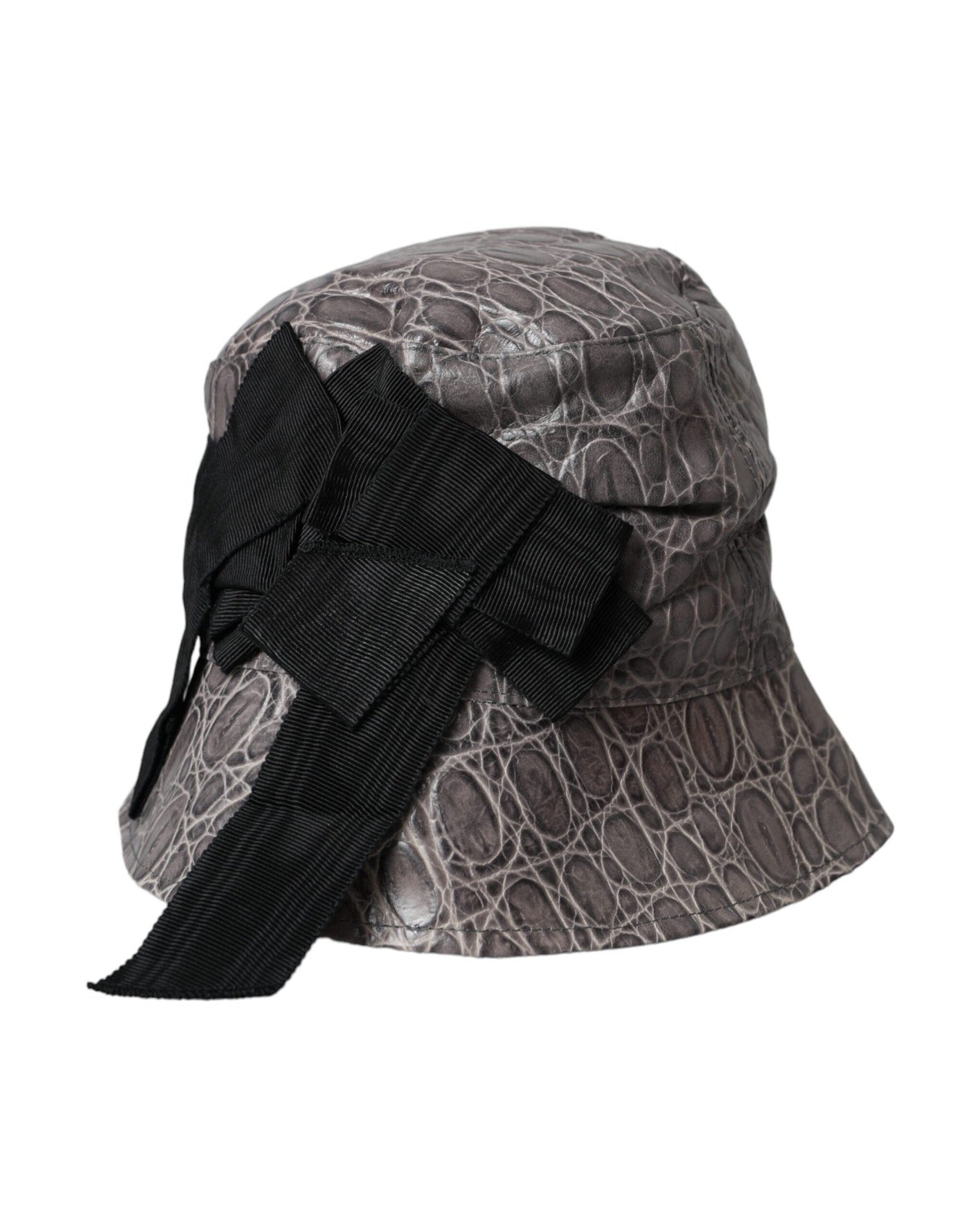 Dolce & Gabbana Patterned Leather Bucket Black Gray Hat Glam Steals