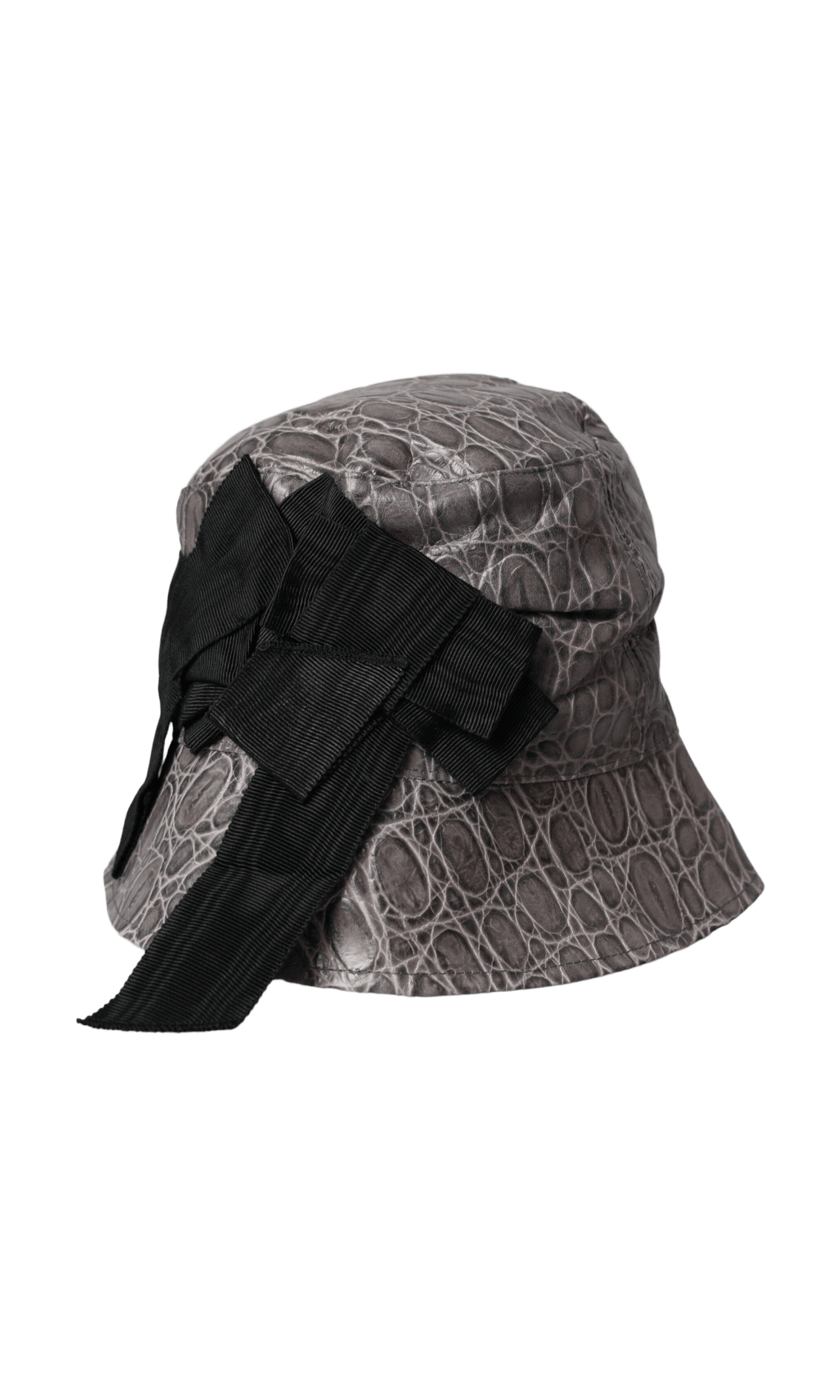 Dolce & Gabbana Patterned Leather Bucket Black Gray Hat Glam Steals