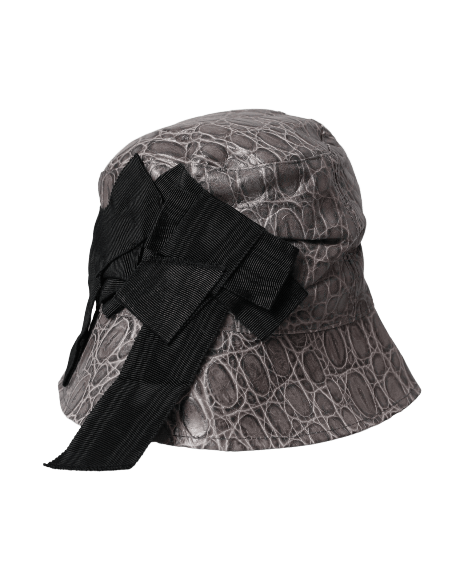 Dolce & Gabbana Patterned Leather Bucket Black Gray Hat Glam Steals