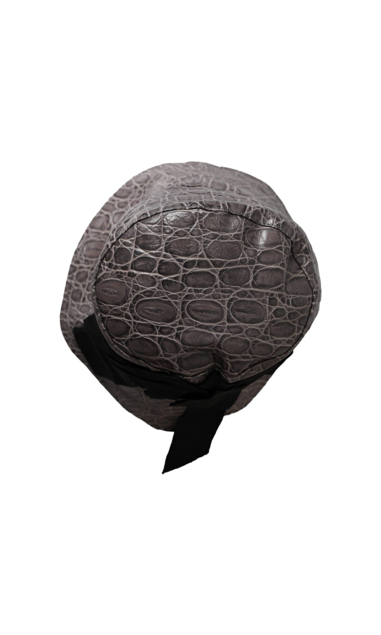 Dolce & Gabbana Patterned Leather Bucket Black Gray Hat Glam Steals