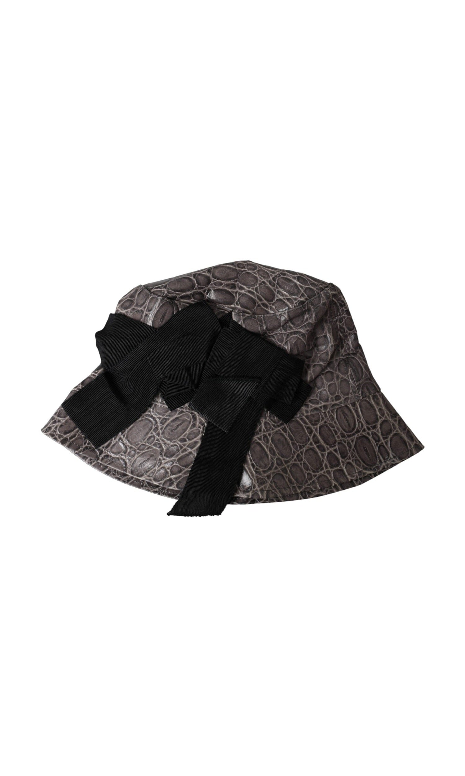 Dolce & Gabbana Patterned Leather Bucket Black Gray Hat Glam Steals