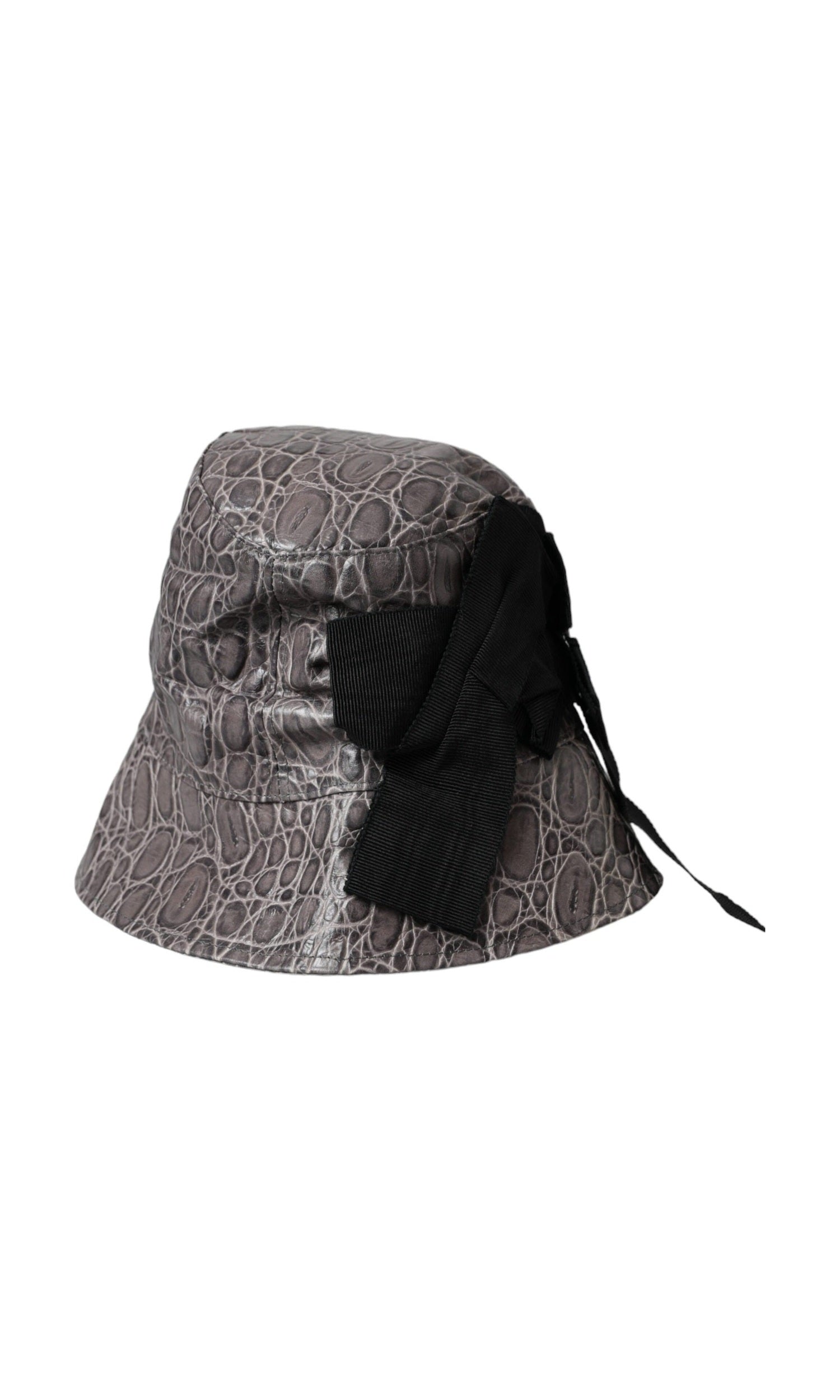 Dolce & Gabbana Patterned Leather Bucket Black Gray Hat Glam Steals