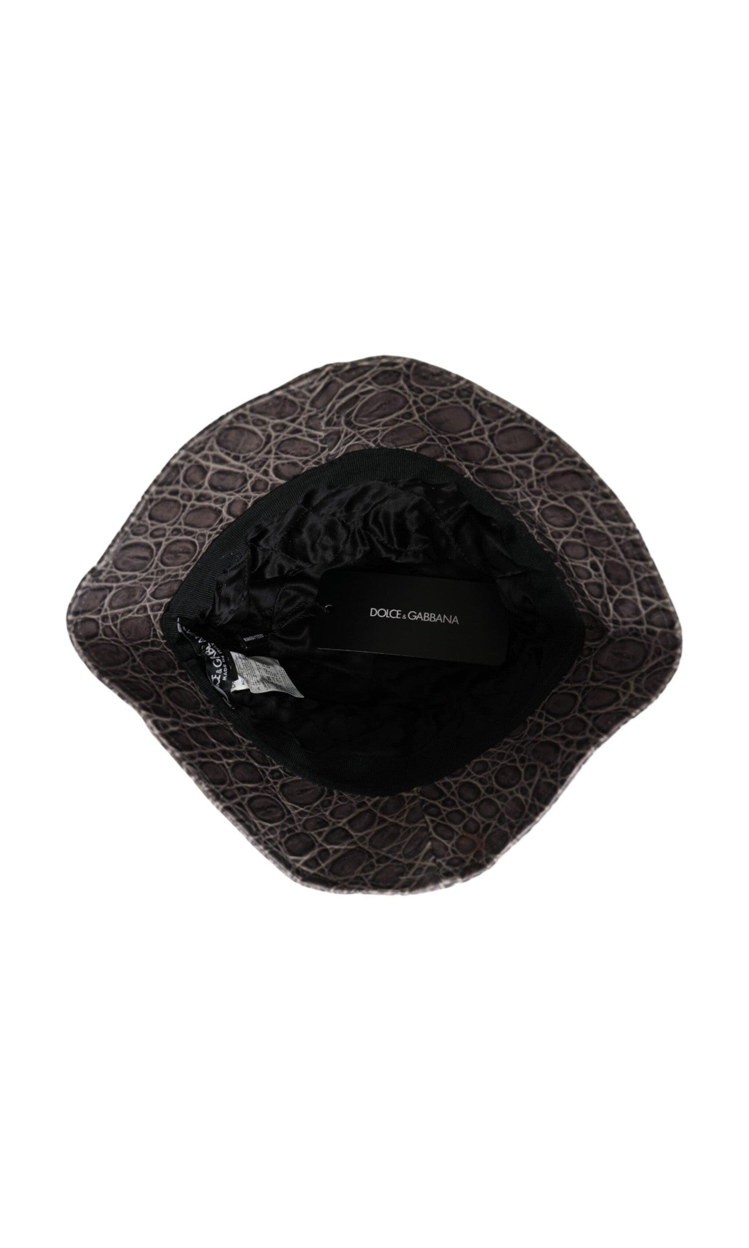 Dolce & Gabbana Patterned Leather Bucket Black Gray Hat Glam Steals