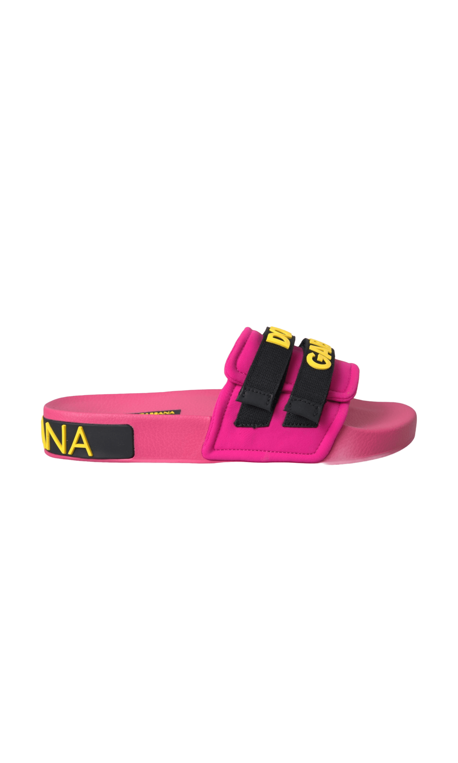 Dolce & Gabbana Pink Black Logo Beachwear Flats Sandals Shoes Glam Steals