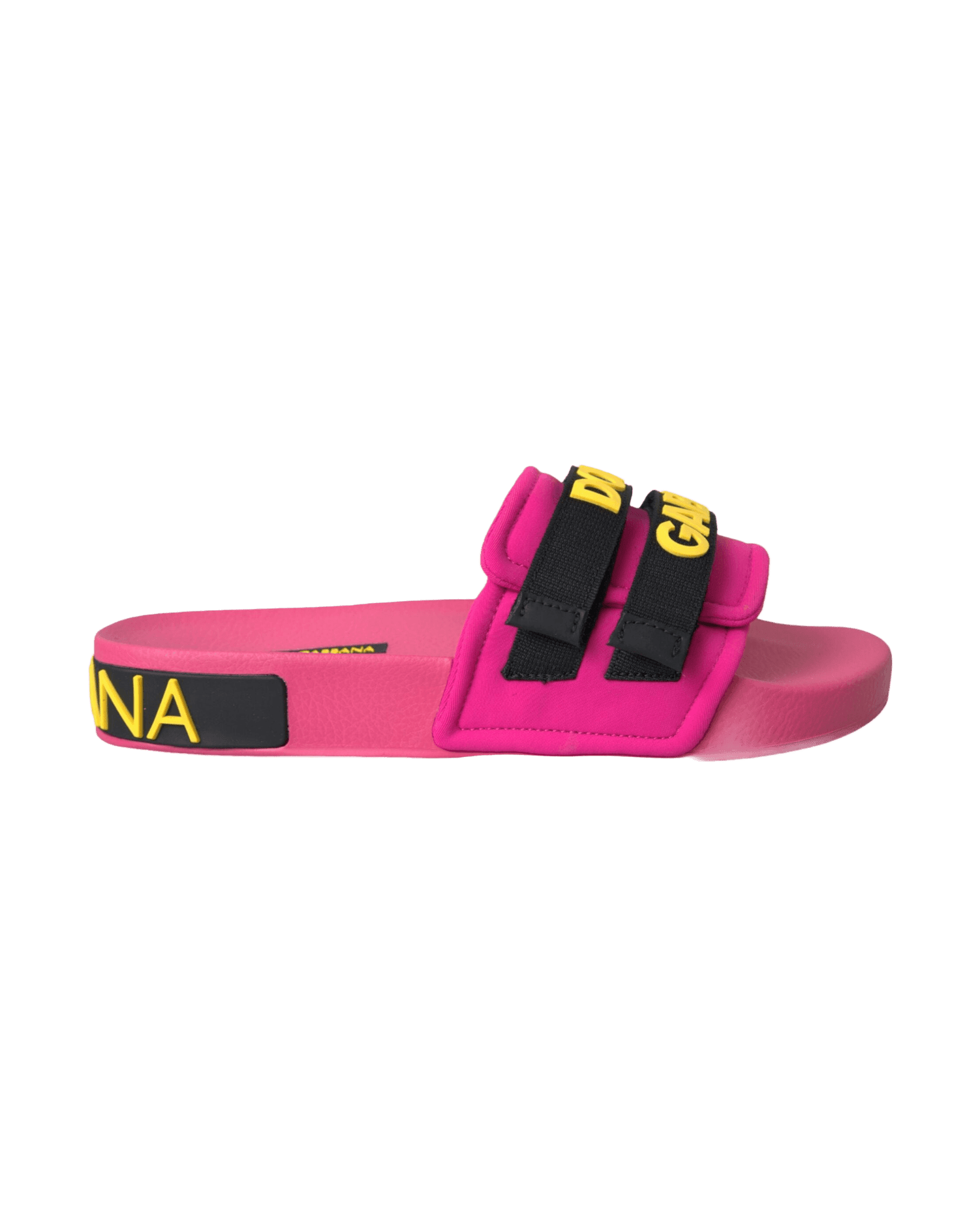Dolce & Gabbana Pink Black Logo Beachwear Flats Sandals Shoes Glam Steals