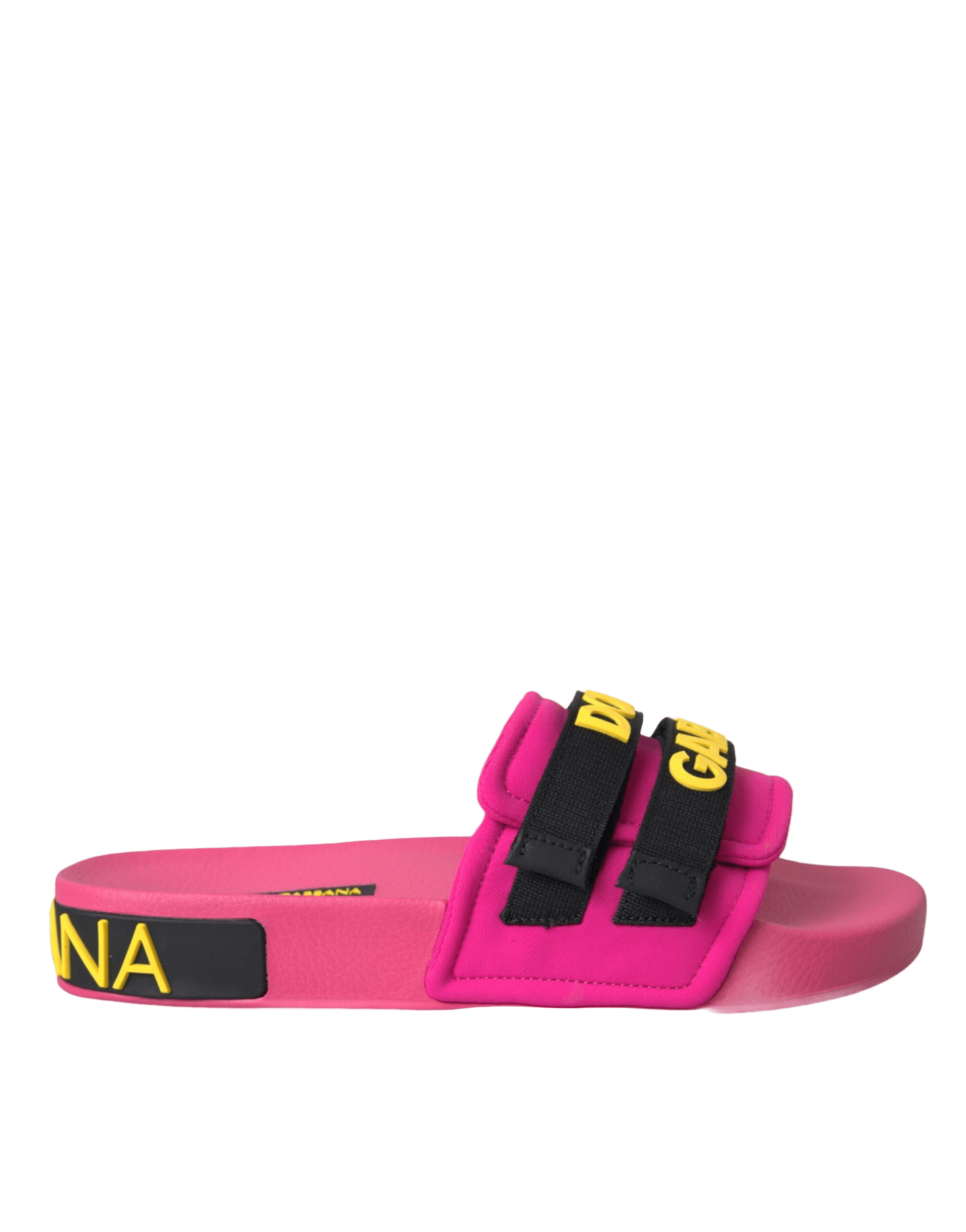 Dolce & Gabbana Pink Black Logo Beachwear Flats Sandals Shoes Glam Steals