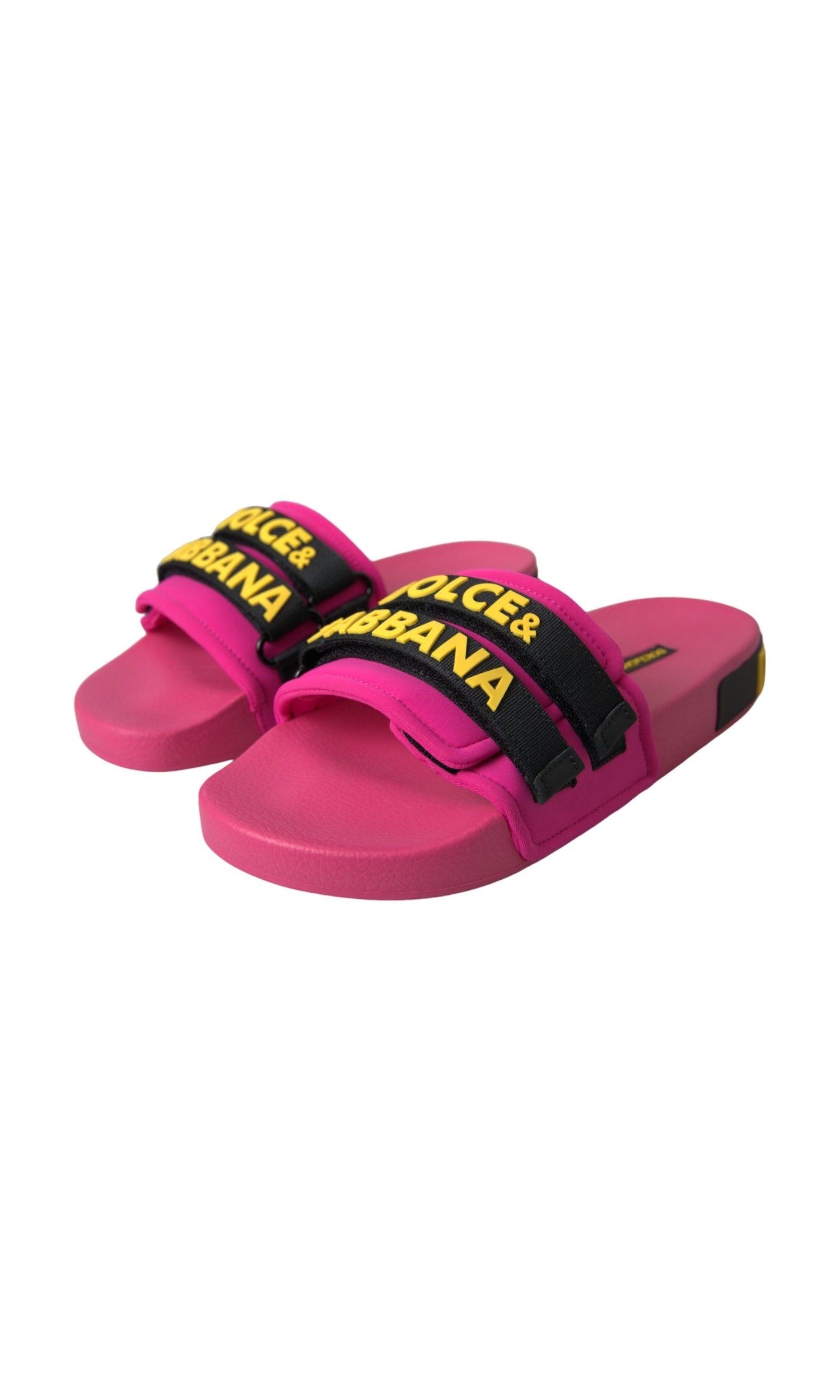Dolce & Gabbana Pink Black Logo Beachwear Flats Sandals Shoes Glam Steals