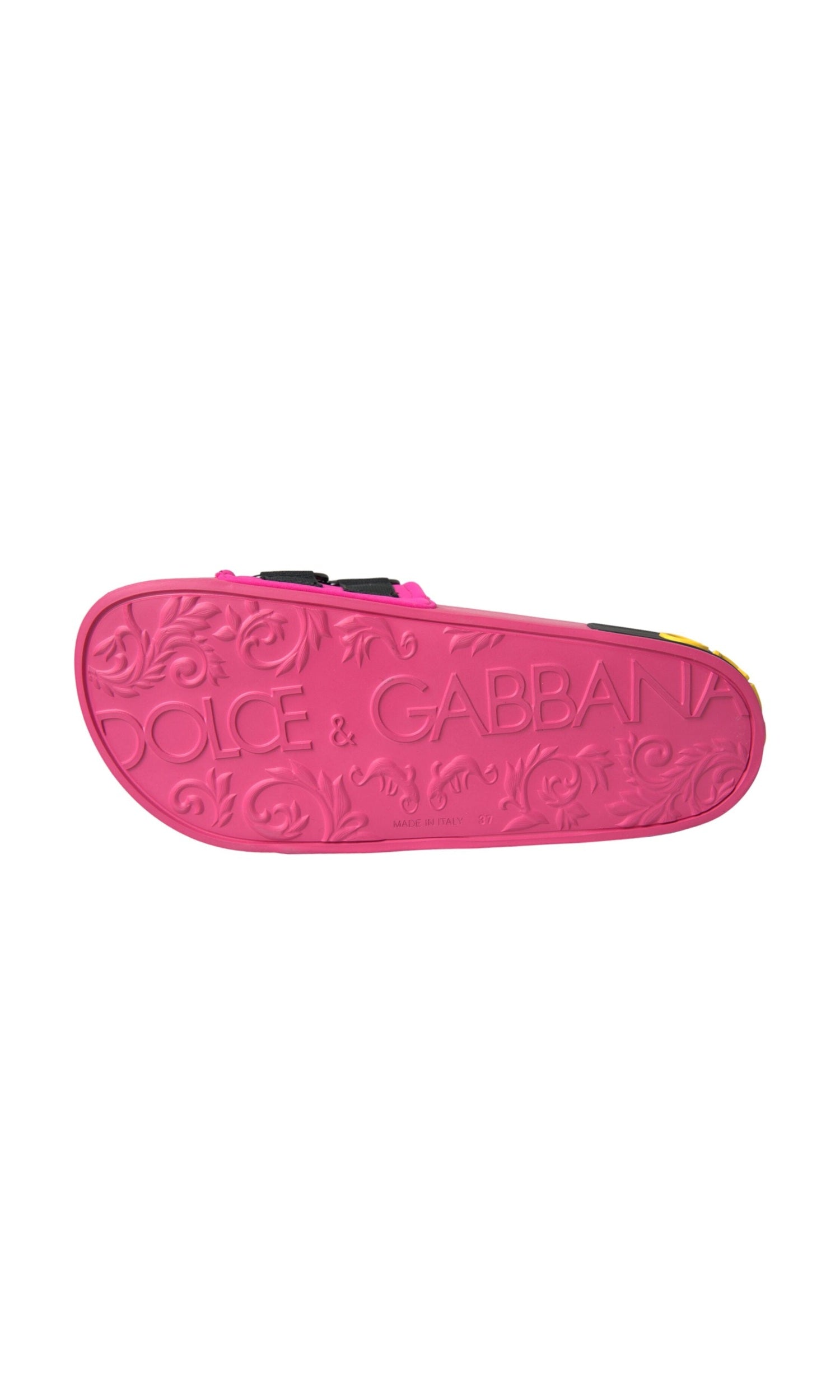 Dolce & Gabbana Pink Black Logo Beachwear Flats Sandals Shoes Glam Steals