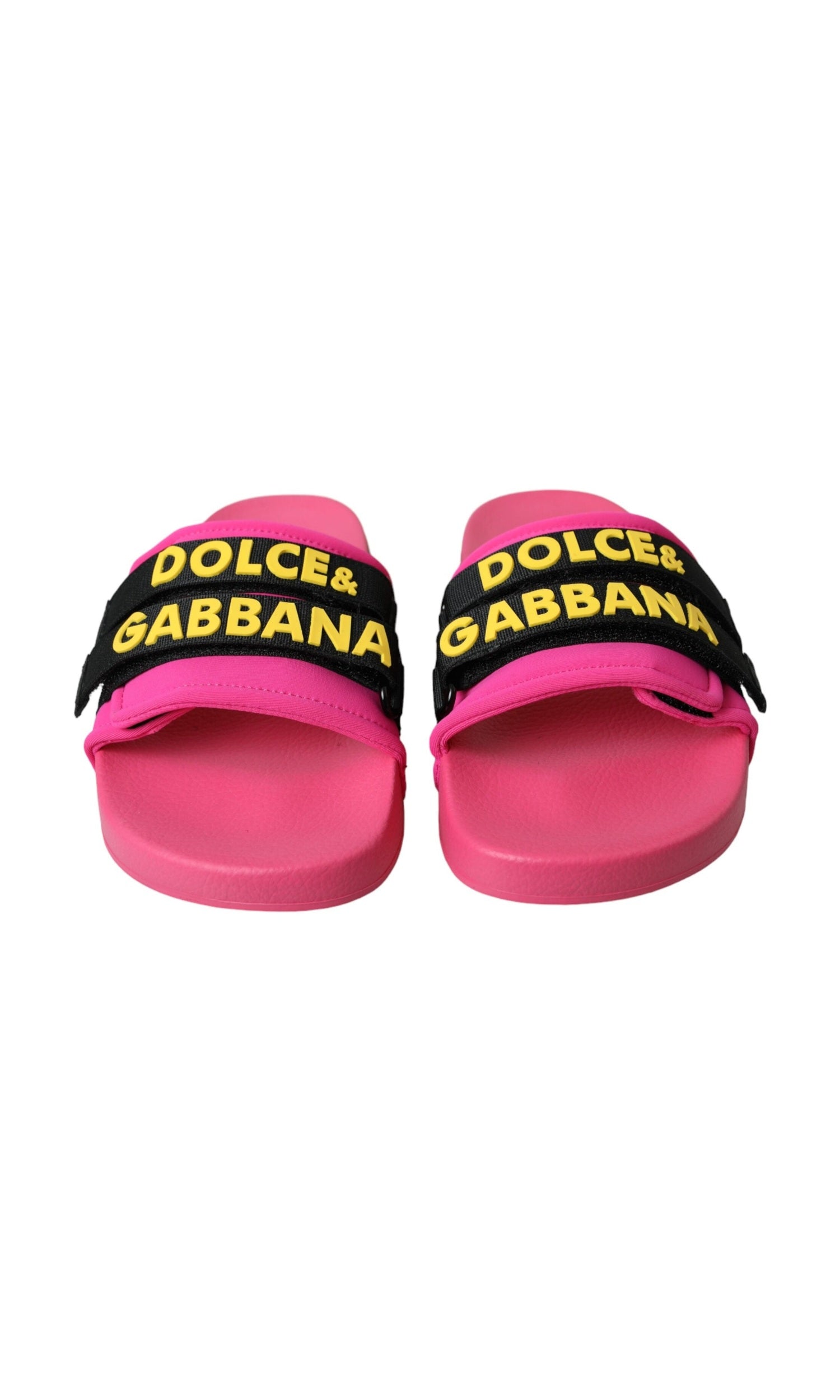 Dolce & Gabbana Pink Black Logo Beachwear Flats Sandals Shoes Glam Steals