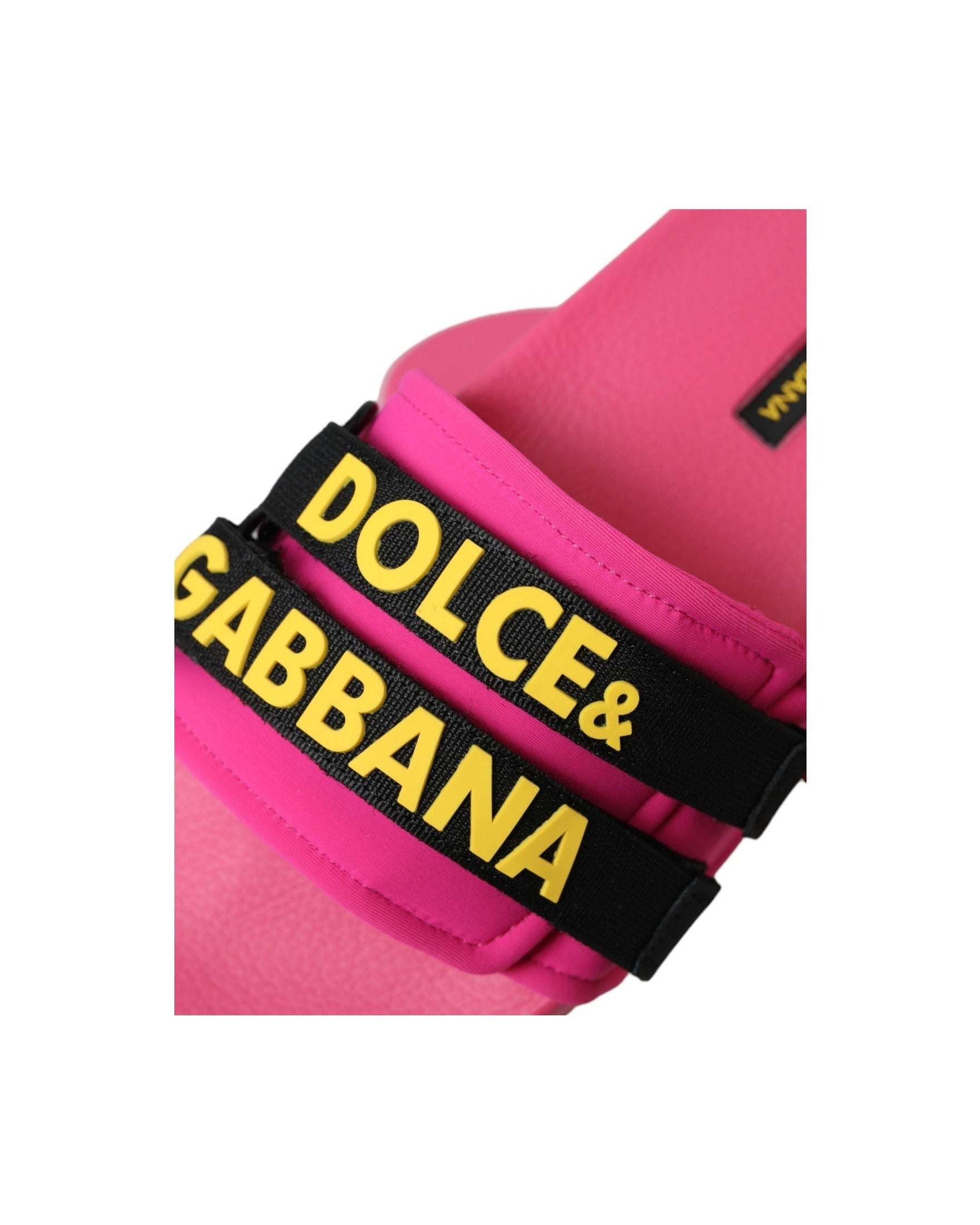 Dolce & Gabbana Pink Black Logo Beachwear Flats Sandals Shoes Glam Steals