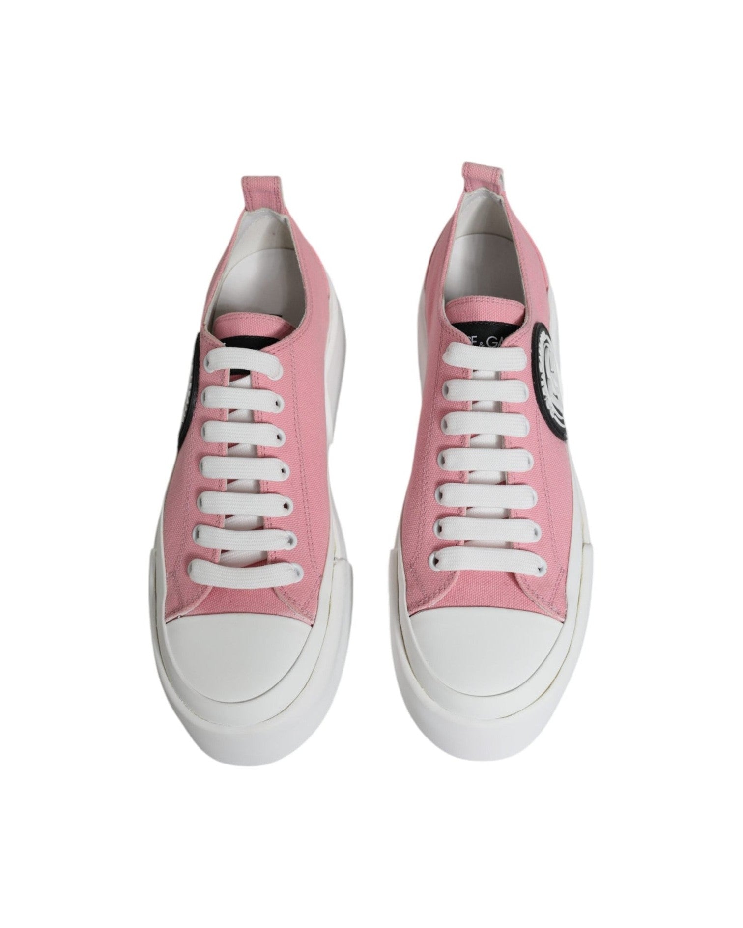 Dolce & Gabbana Pink White Canvas Logo Low Top Sneakers Shoes Glam Steals
