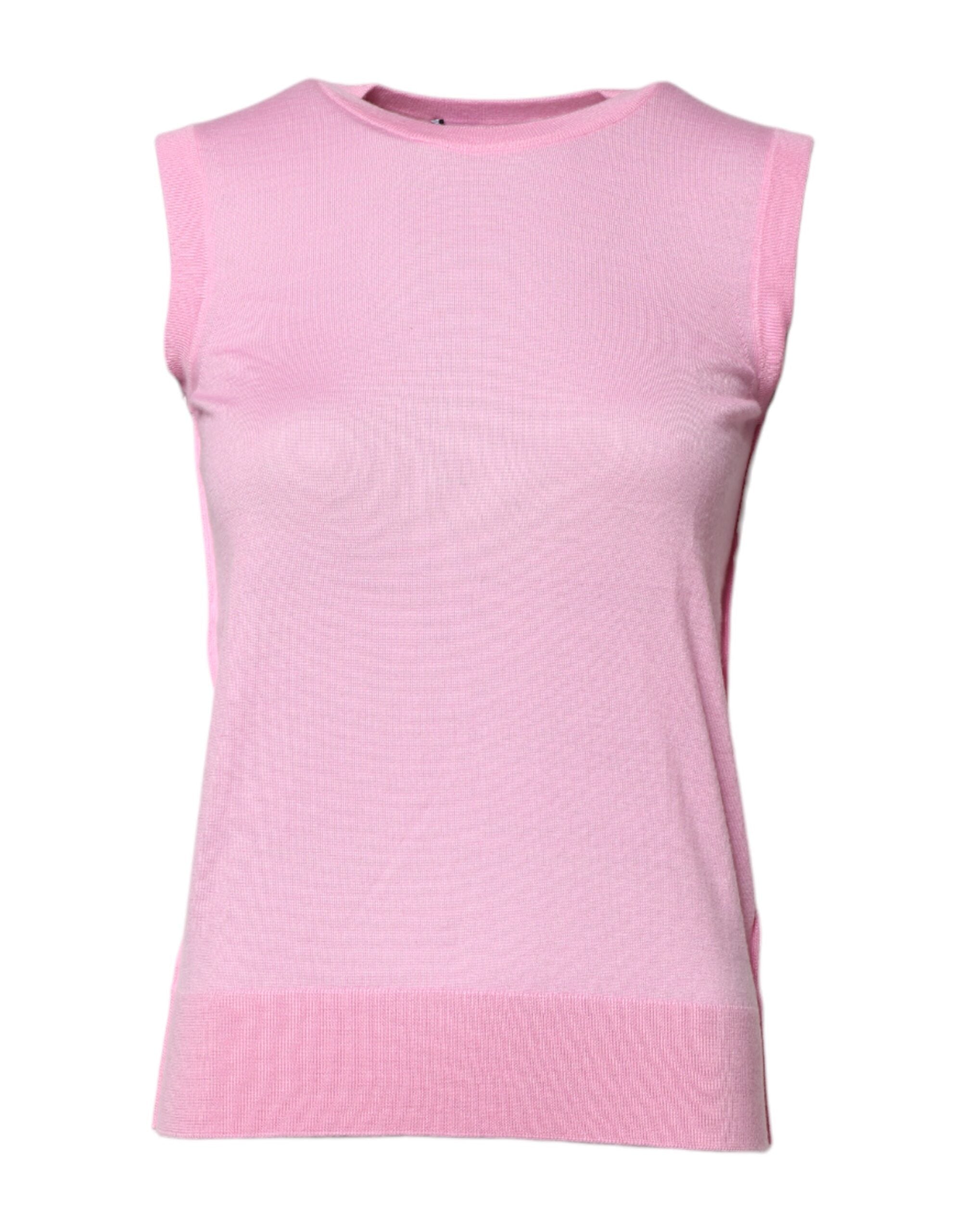 Dolce & Gabbana Pink Cashmere Round Neck Sleeveless Tank Top Glam Steals