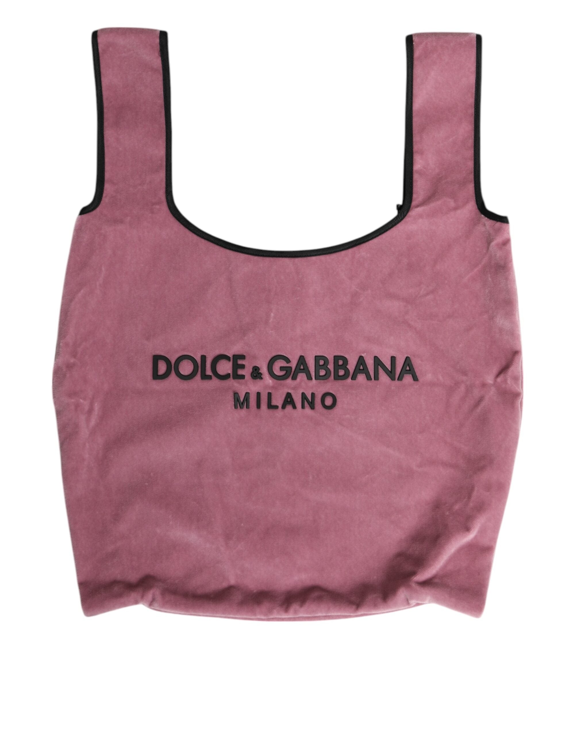 Dolce & Gabbana Pink Cotton Velvet Dg Milano Shoulder Shopping Borse Bag Glam Steals