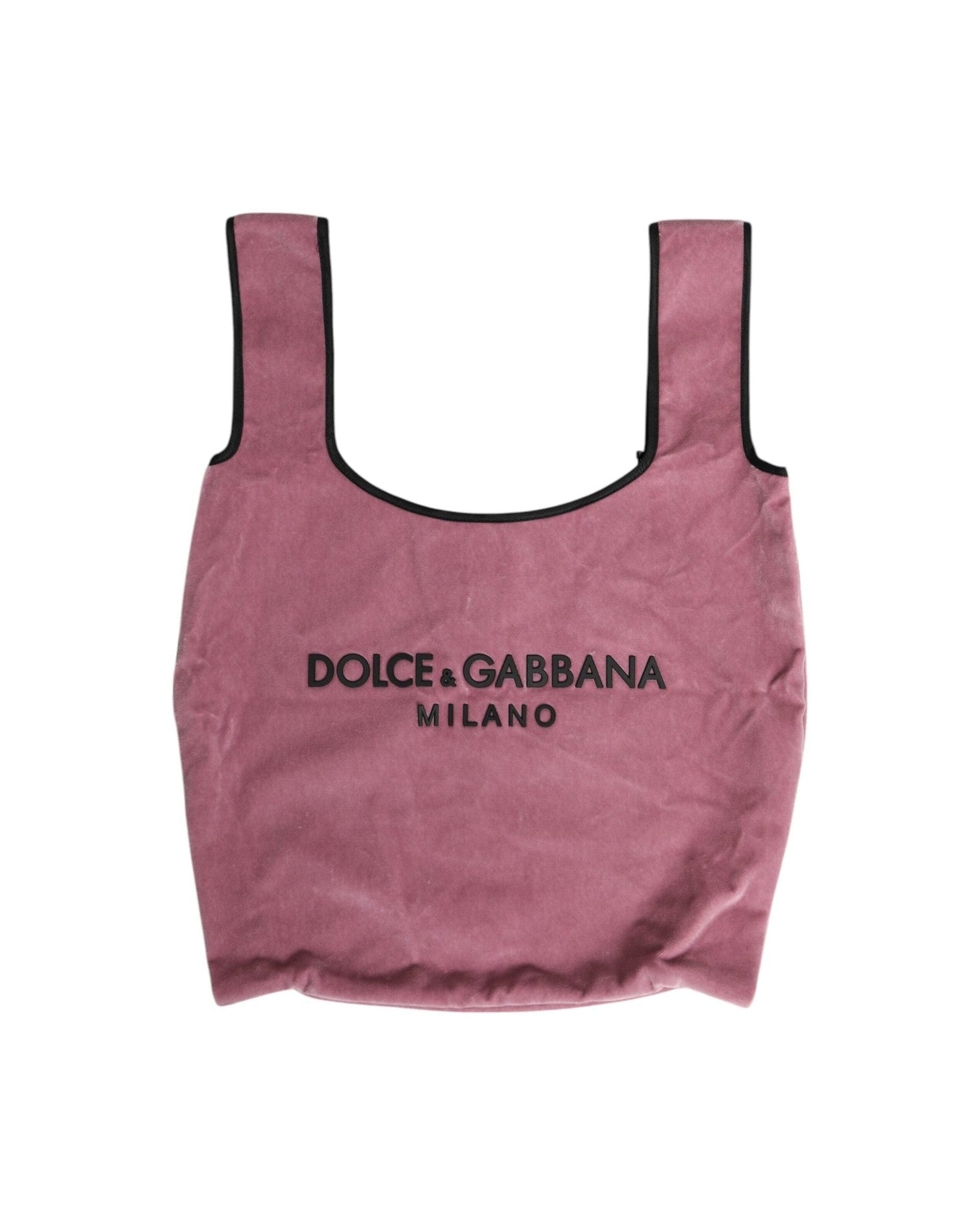Dolce & Gabbana Pink Cotton Velvet Dg Milano Shoulder Shopping Borse Bag Glam Steals