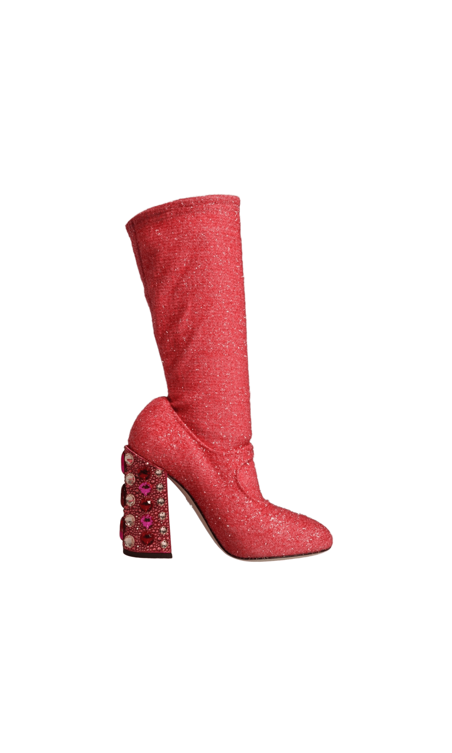Dolce & Gabbana Pink Crystal Lurex Fantasy High Boots Shoes Glam Steals