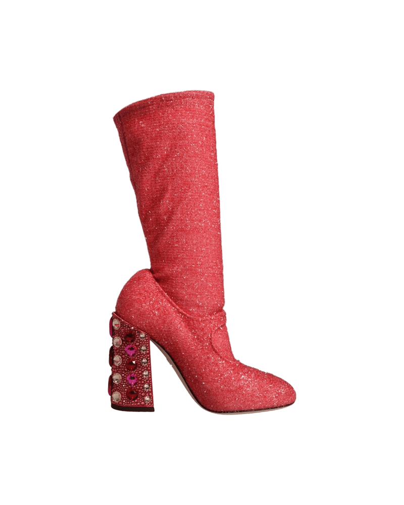 Dolce & Pink Gabbana Crystal Lurex Fantasy High Boots Shoes Glam Steals