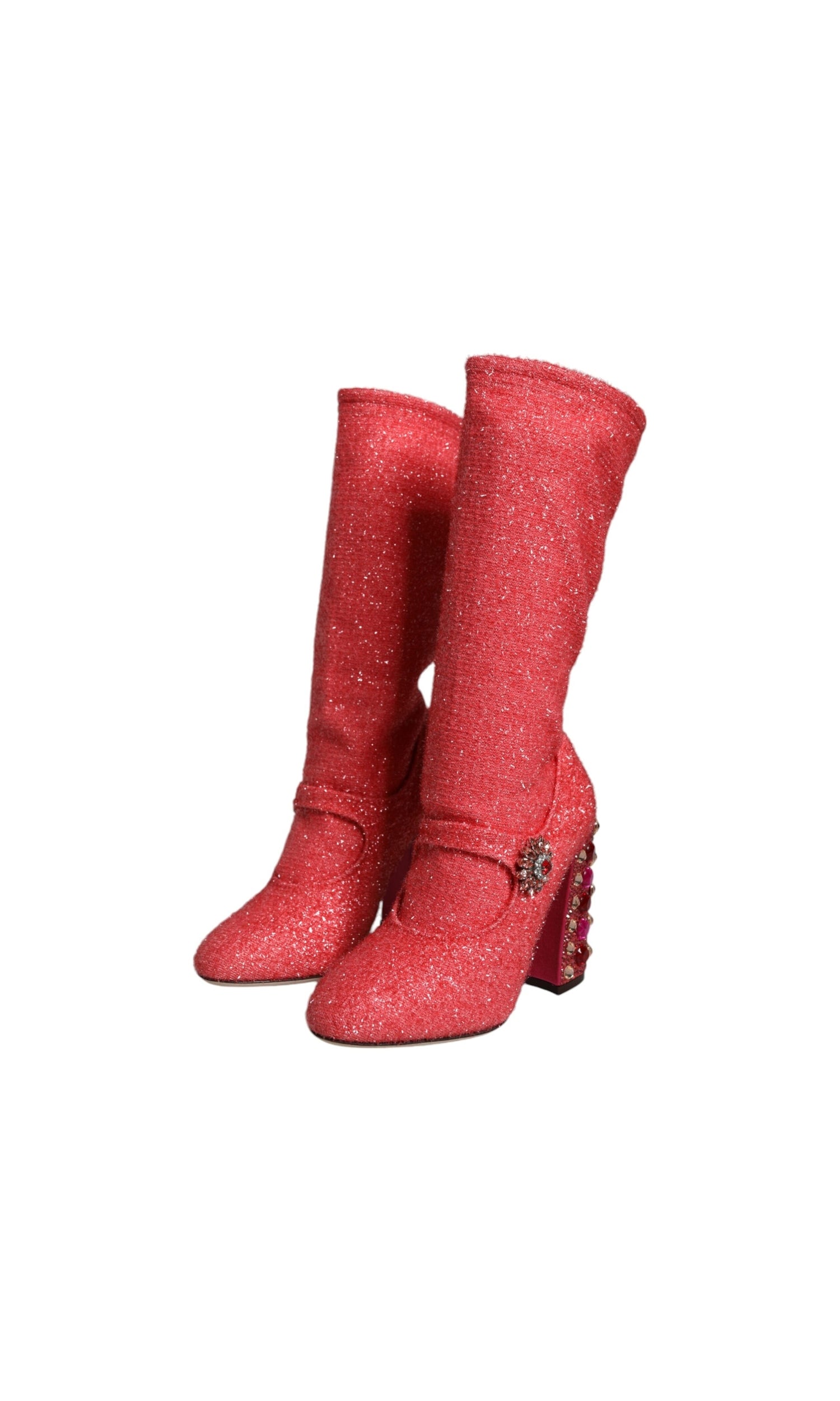 Dolce & Gabbana Pink Crystal Lurex Fantasy High Boots Shoes Glam Steals
