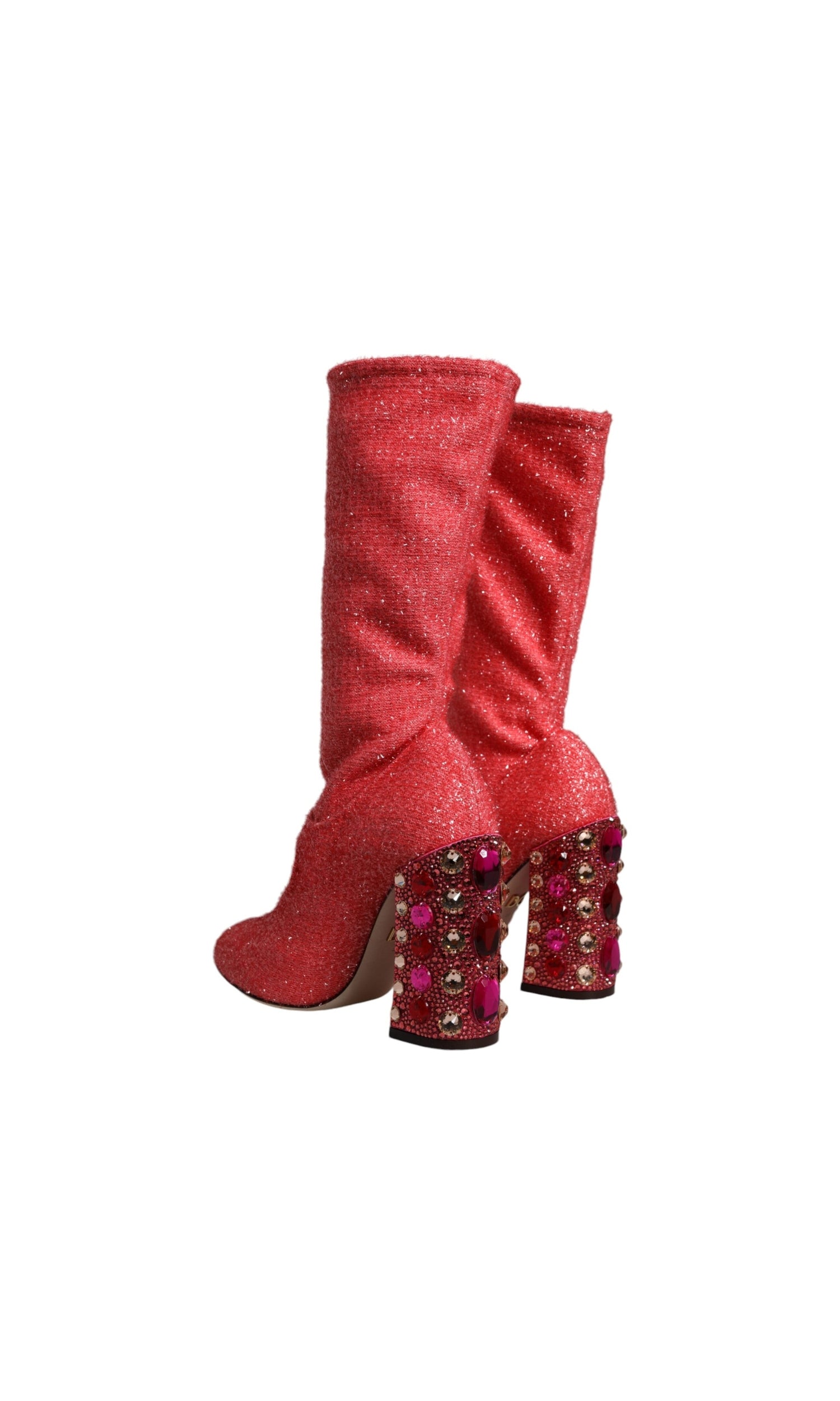 Dolce & Gabbana Pink Crystal Lurex Fantasy High Boots Shoes Glam Steals