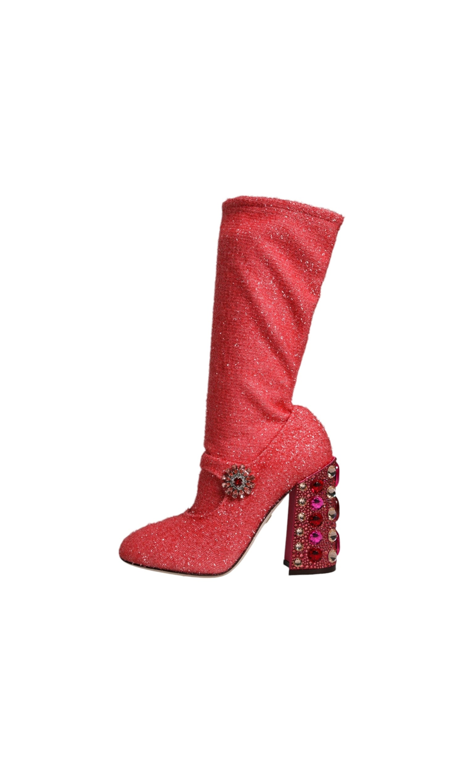 Dolce & Gabbana Pink Crystal Lurex Fantasy High Boots Shoes Glam Steals