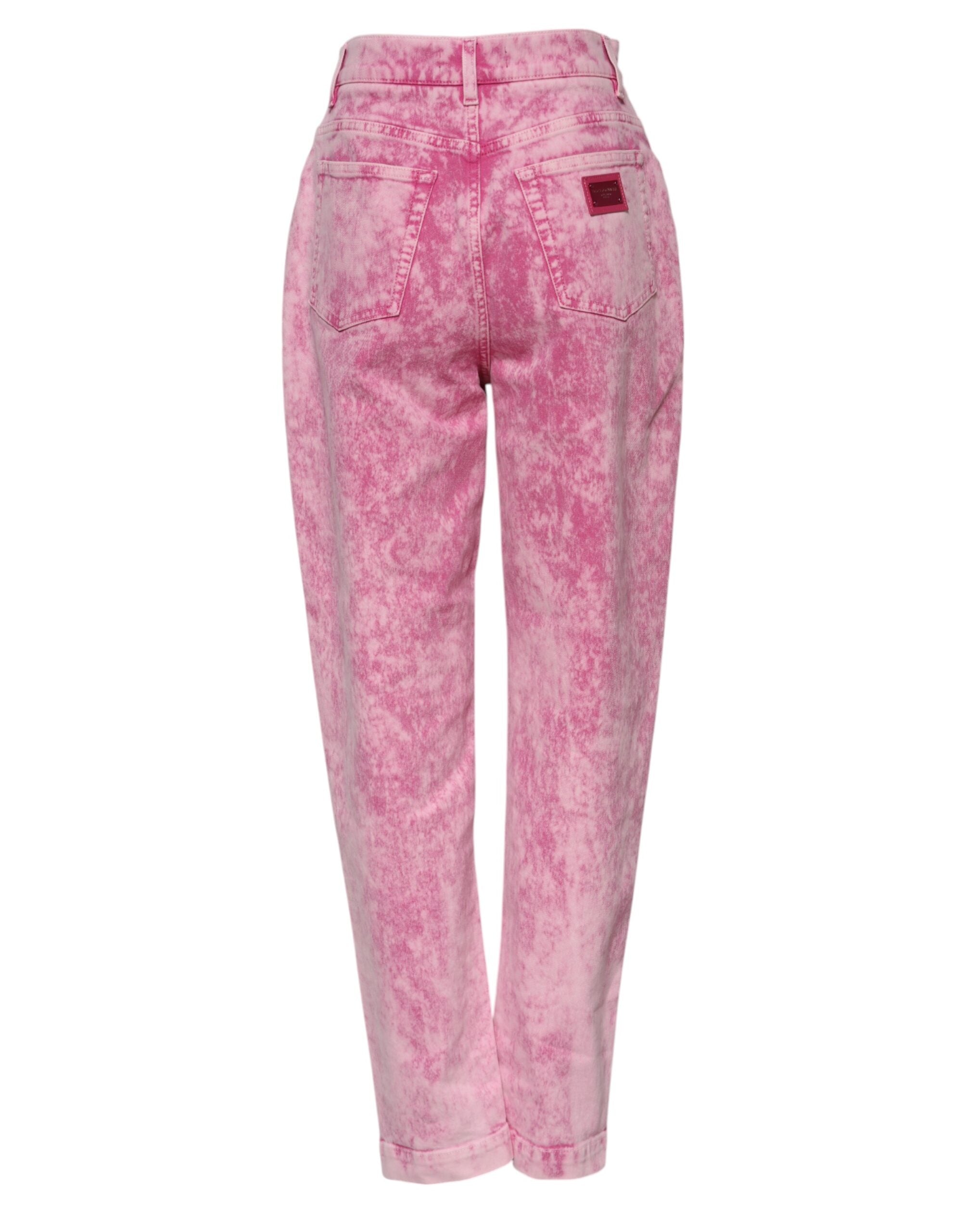Dolce & Gabbana Pink Denim Tie Dye High Waist Tapered Jeans Glam Steals