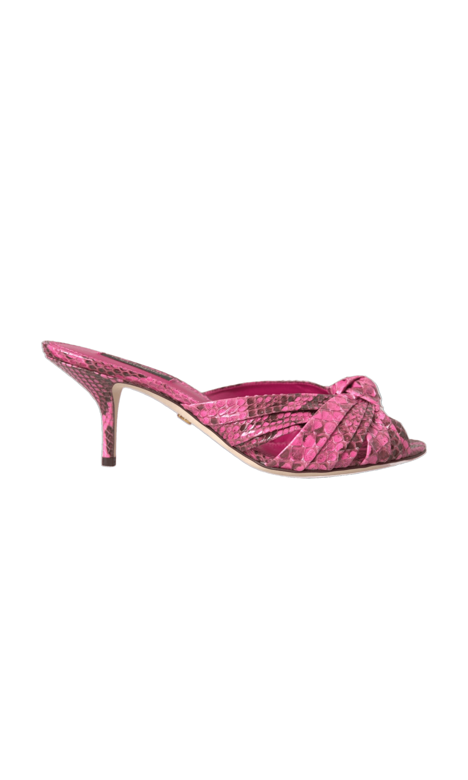 Dolce & Gabbana Pink Exotic Leather Kitten Heels Slides Shoes Glam Steals