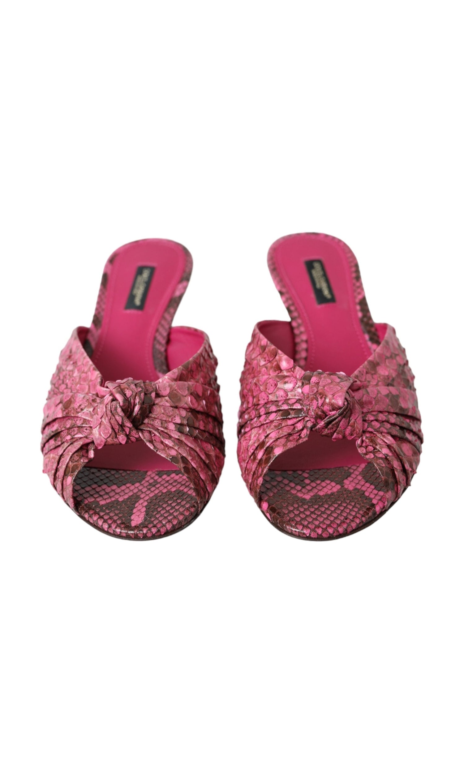 Dolce & Gabbana Pink Exotic Leather Kitten Heels Slides Shoes Glam Steals
