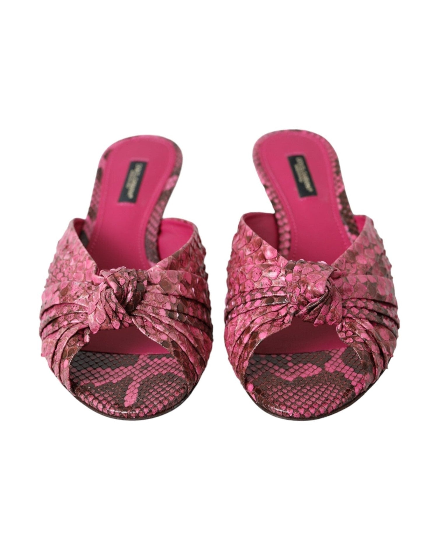 Dolce & Gabbana Pink Exotic Leather Kitten Heels Slides Shoes Glam Steals