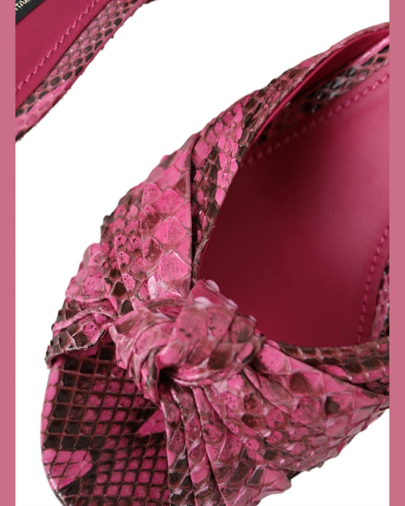 Dolce & Gabbana Pink Exotic Leather Kitten Heels Slides Shoes Glam Steals