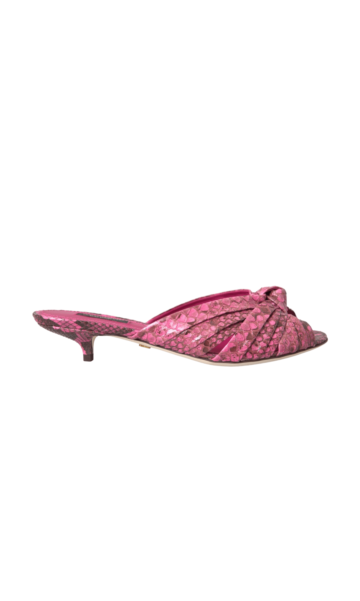 Dolce & Gabbana Pink Exotic Leather Kitten Heels Slides Shoes Glam Steals