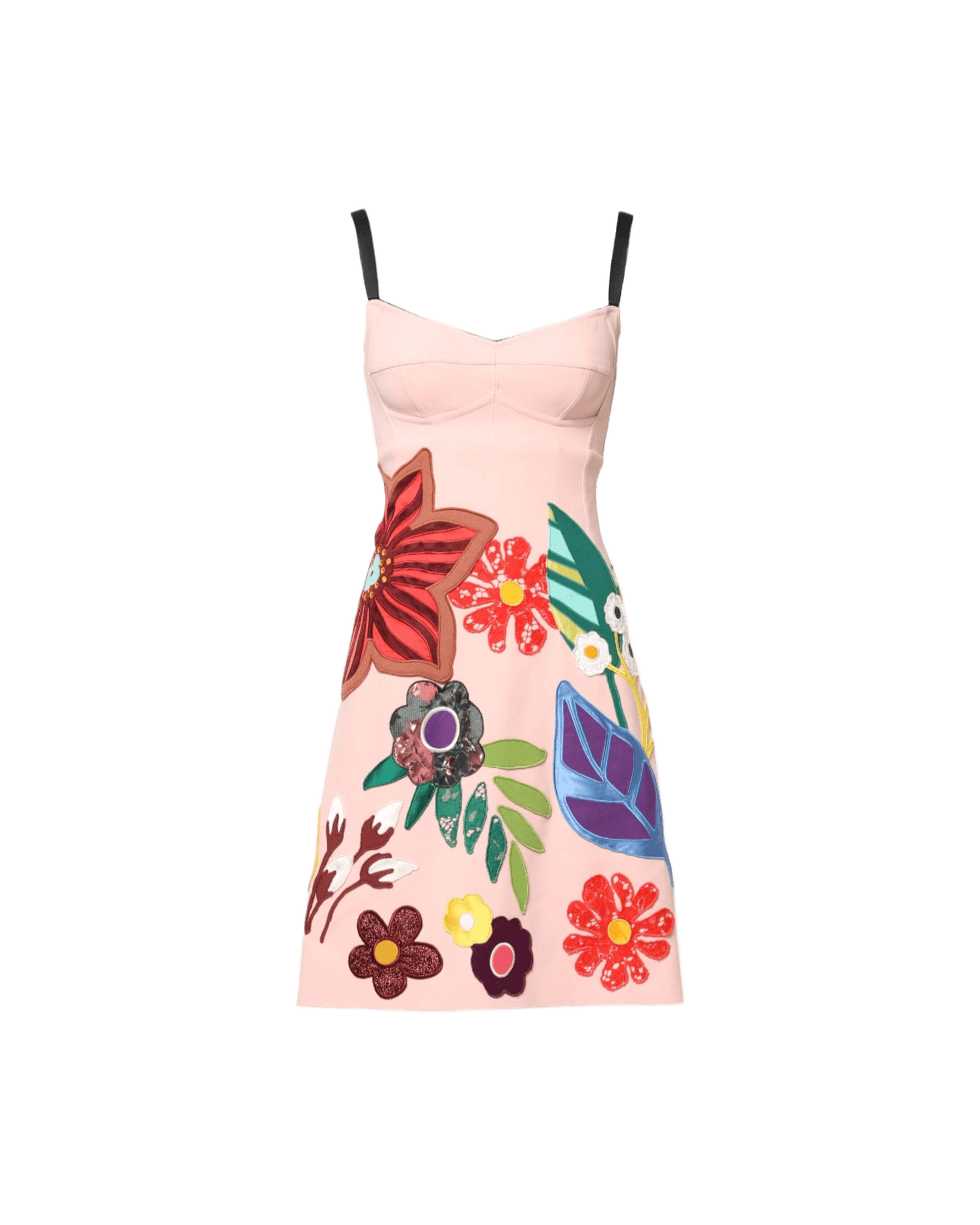 Dolce & Gabbana Pink Floral Print Spaghetti Strap Mini Dress