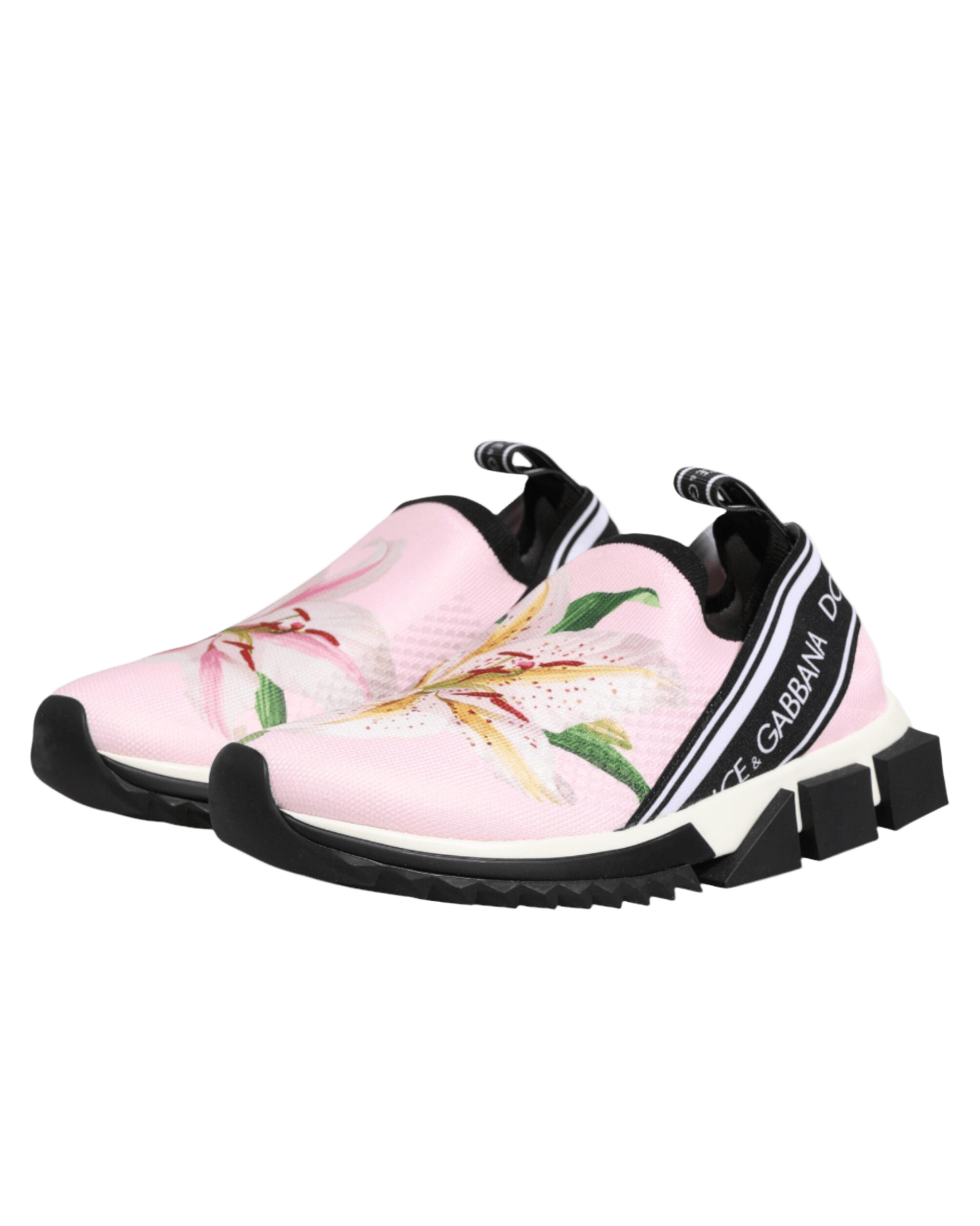 Dolce & Gabbana Pink Floral Sorrento Low Top Sneakers Shoes Glam Steals