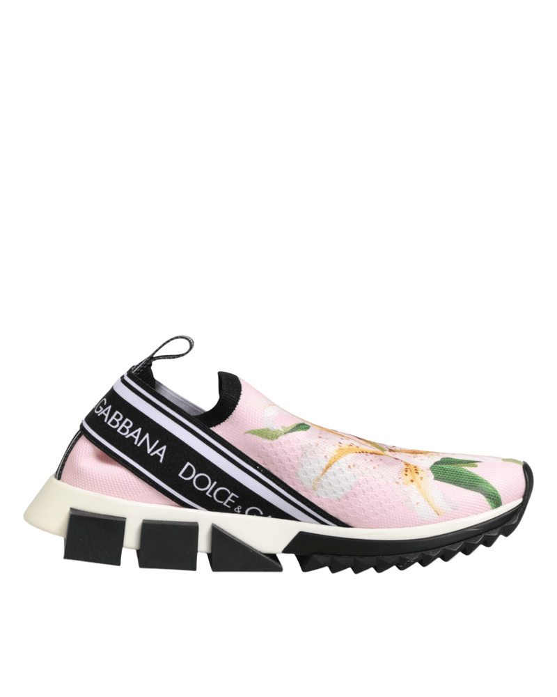 Dolce & Gabbana Pink Floral Sorrento Low Top Sneakers Shoes Glam Steals