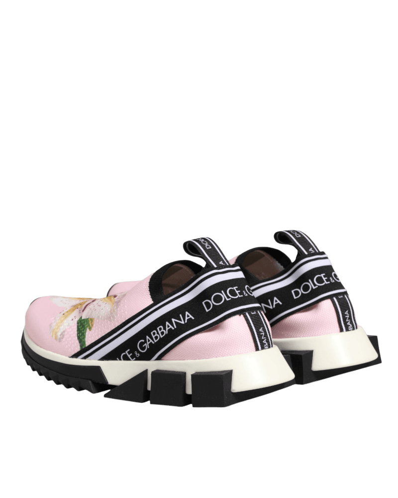 Dolce & Gabbana Pink Floral Sorrento Low Top Sneakers Shoes Glam Steals