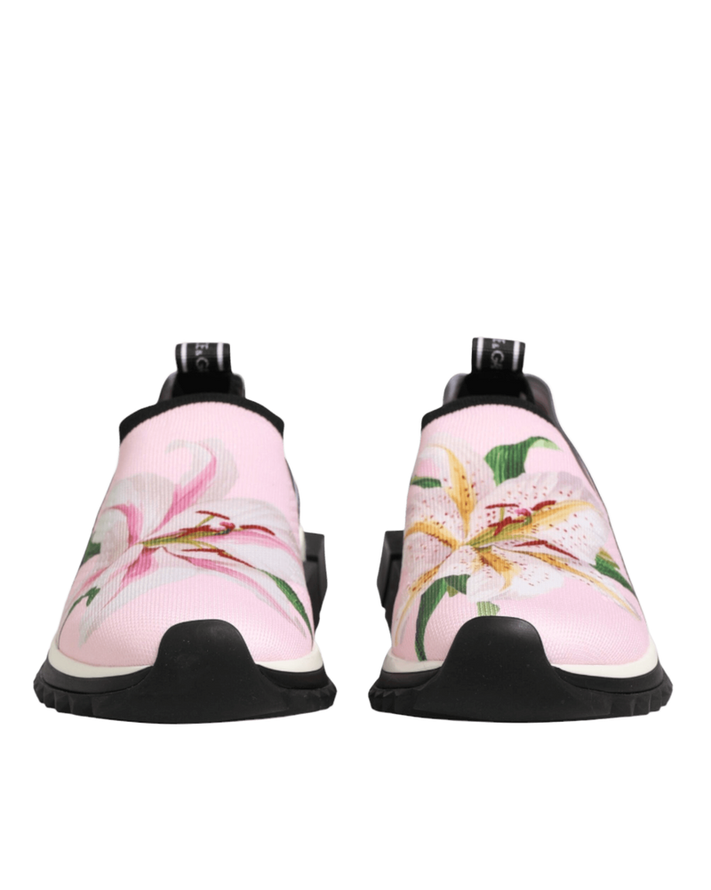 Dolce & Gabbana Pink Floral Sorrento Low Top Sneakers Shoes Glam Steals