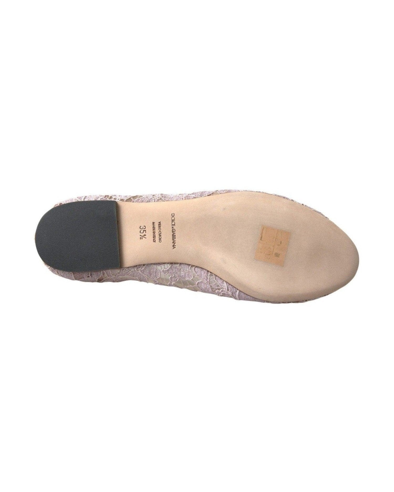 Dolce & Gabbana Pink Lace Crystal Ballet Flats Loafers Shoes Glam Steals