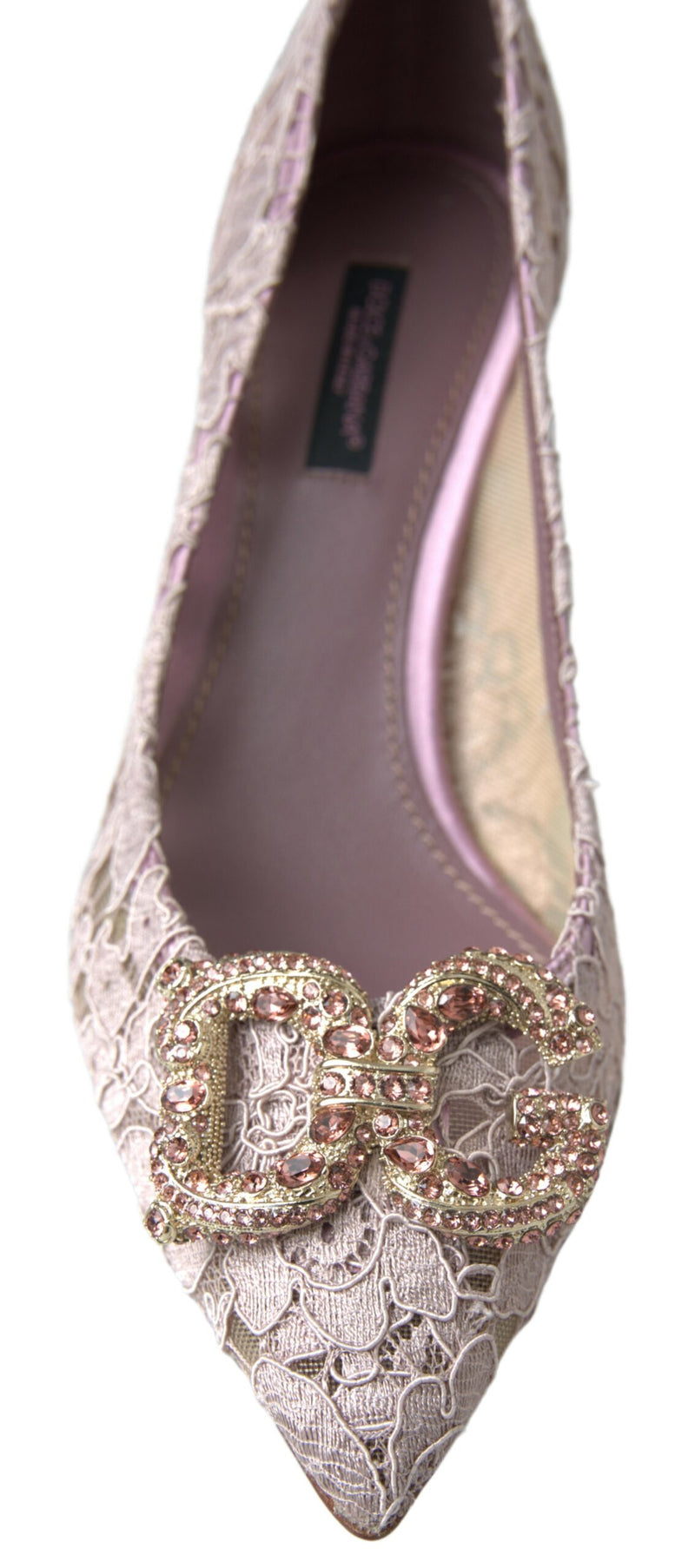 Dolce & Gabbana Pink Lace Floral Dg Crystal Pumps Shoes Glam Steals