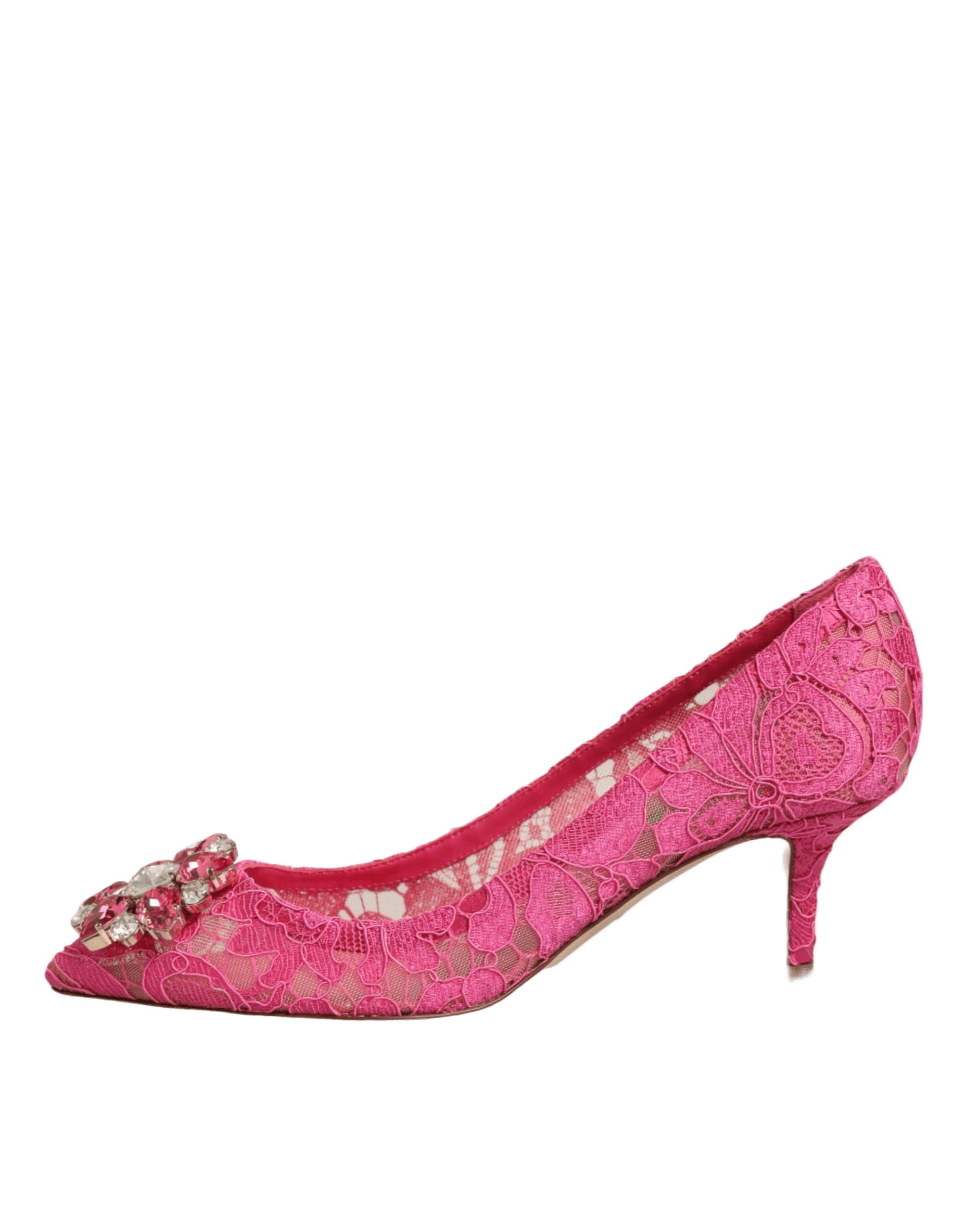 Dolce & Gabbana Pink Lace Taormina Crystal Heels Pumps Shoes Glam Steals