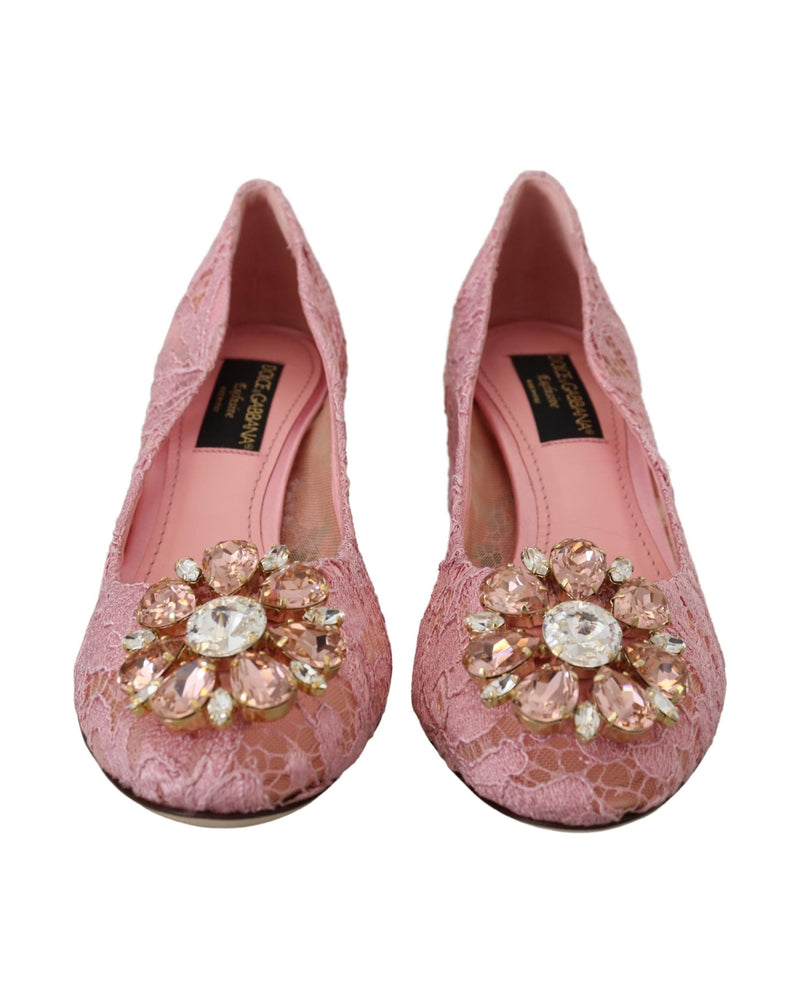 Dolce & Gabbana Pink Lace Taormina Crystal Pumps Glam Steals