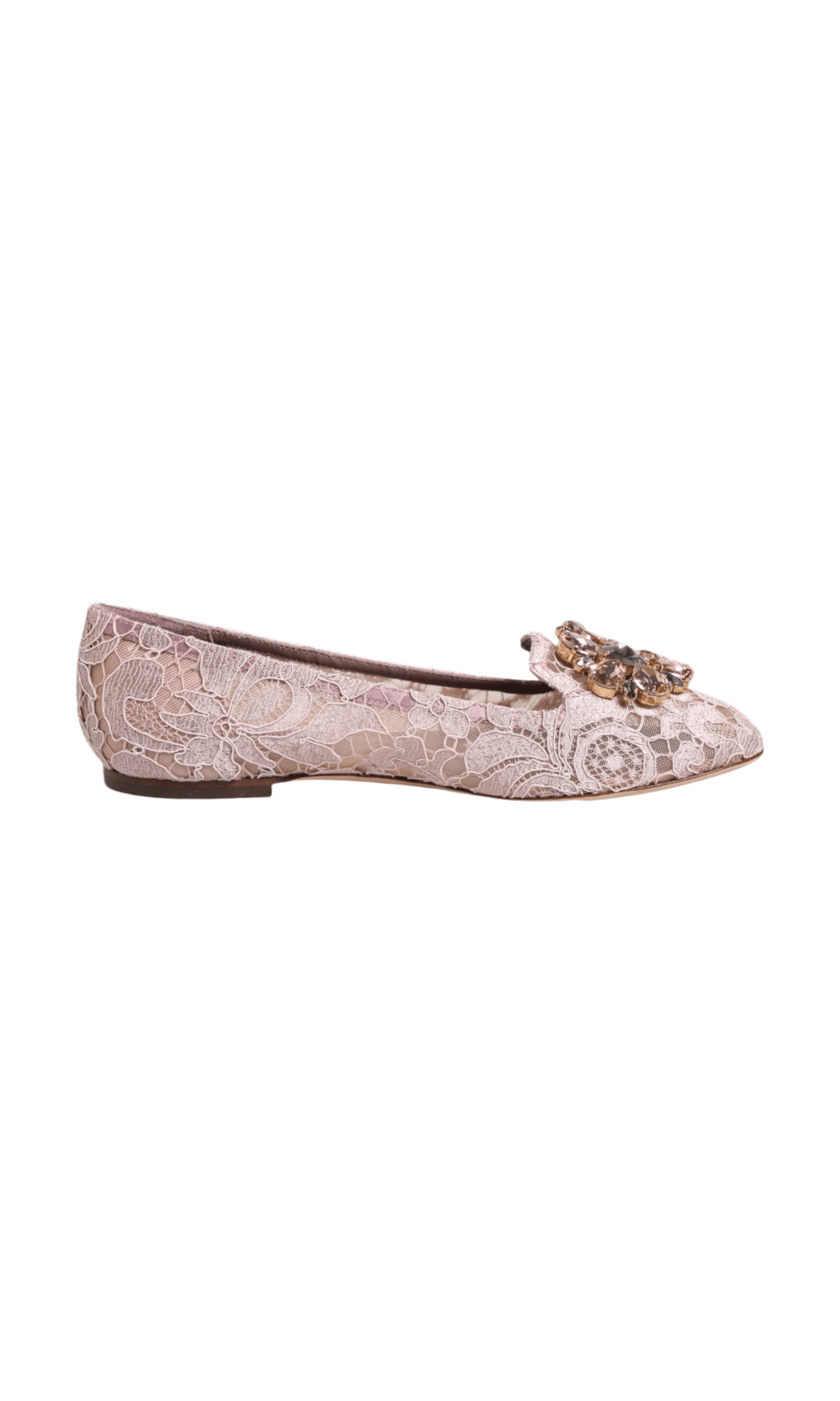 Dolce & Gabbana Pink Lace Taormina Crystals Flats Shoes Glam Steals