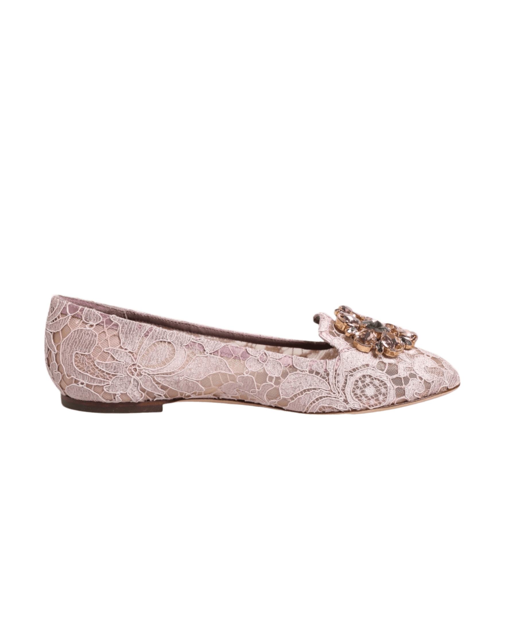 Dolce & Gabbana Pink Lace Taormina Crystals Flats Shoes Glam Steals