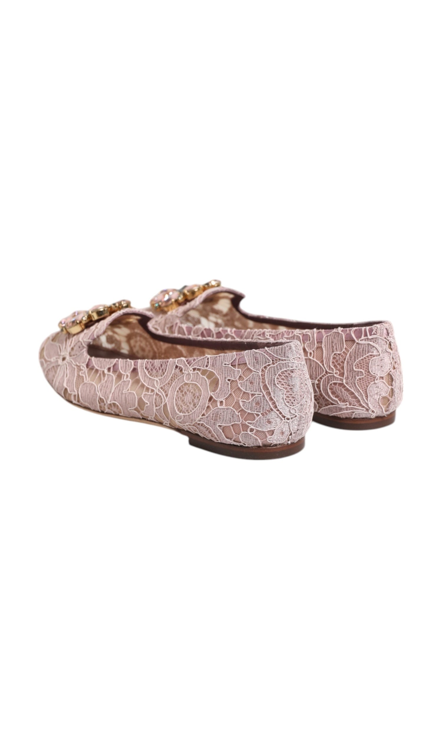 Dolce & Gabbana Pink Lace Taormina Crystals Flats Shoes Glam Steals